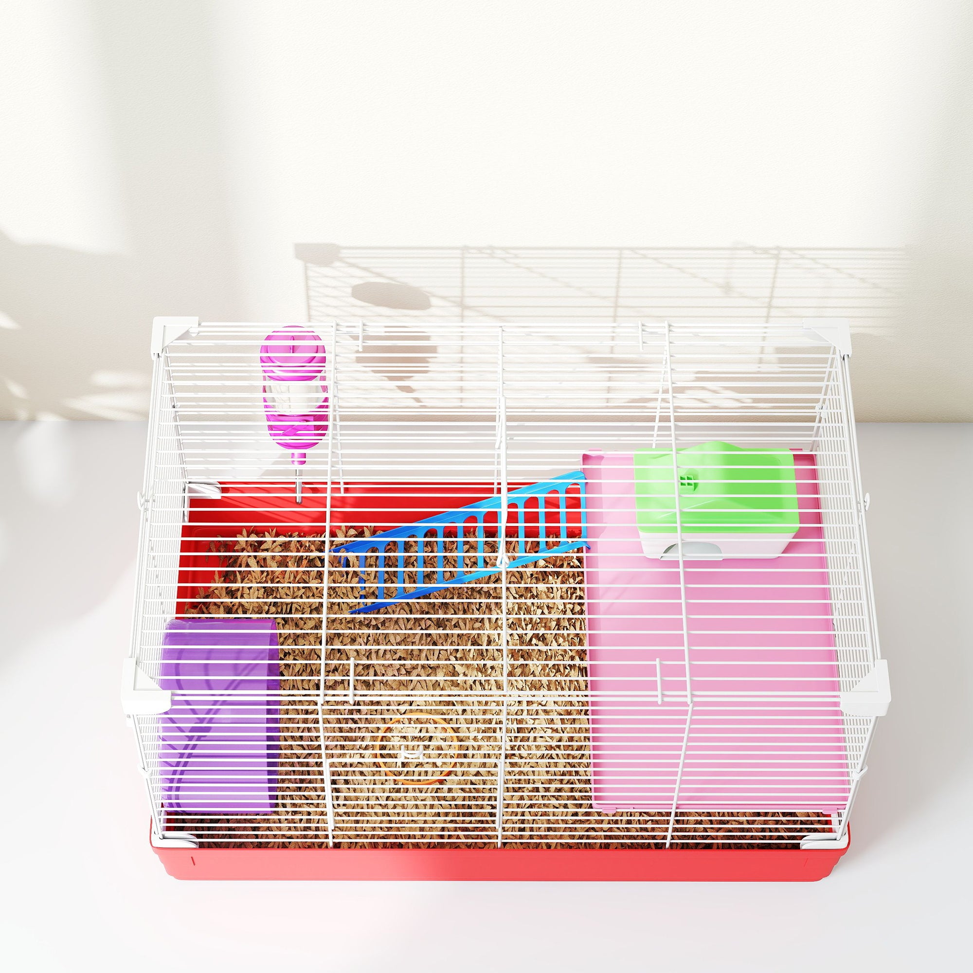 Gaiola para Hamster Casa 47x30x27cm - Branco e Vermelho
