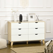Cómoda Moderna com 6 Gavetas - 120x40x76cm - Madeira e Branco
