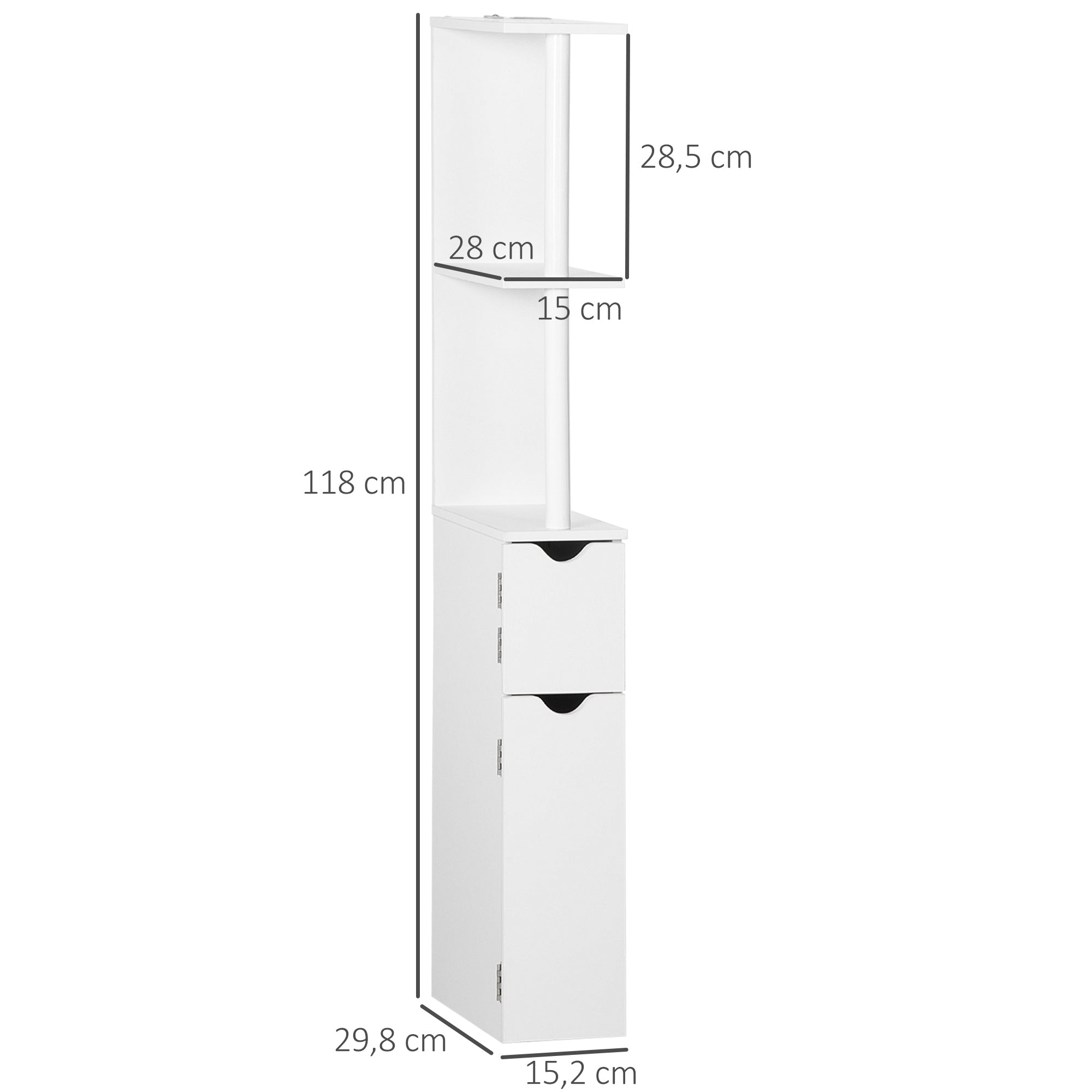 Coluna Casa de Banho Alto 15,2x29,8x118cm Branco