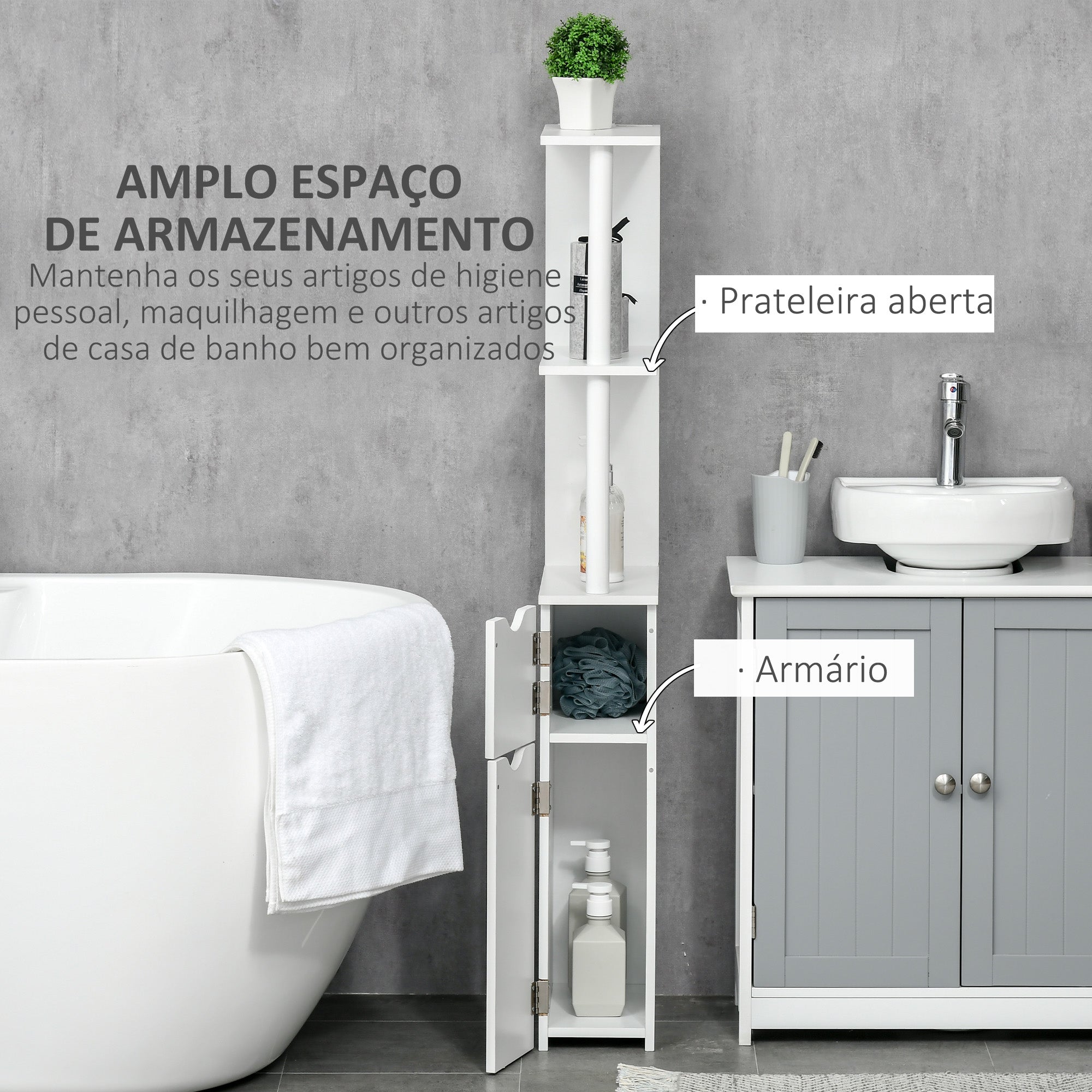 Coluna Casa de Banho Alto 15,2x29,8x118cm Branco