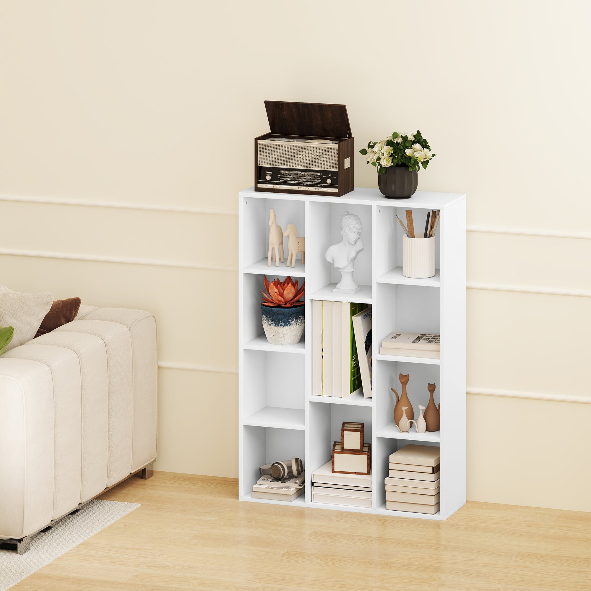 Estante de 3 Níveis para Livros 74,3x24x106 cm - Branco