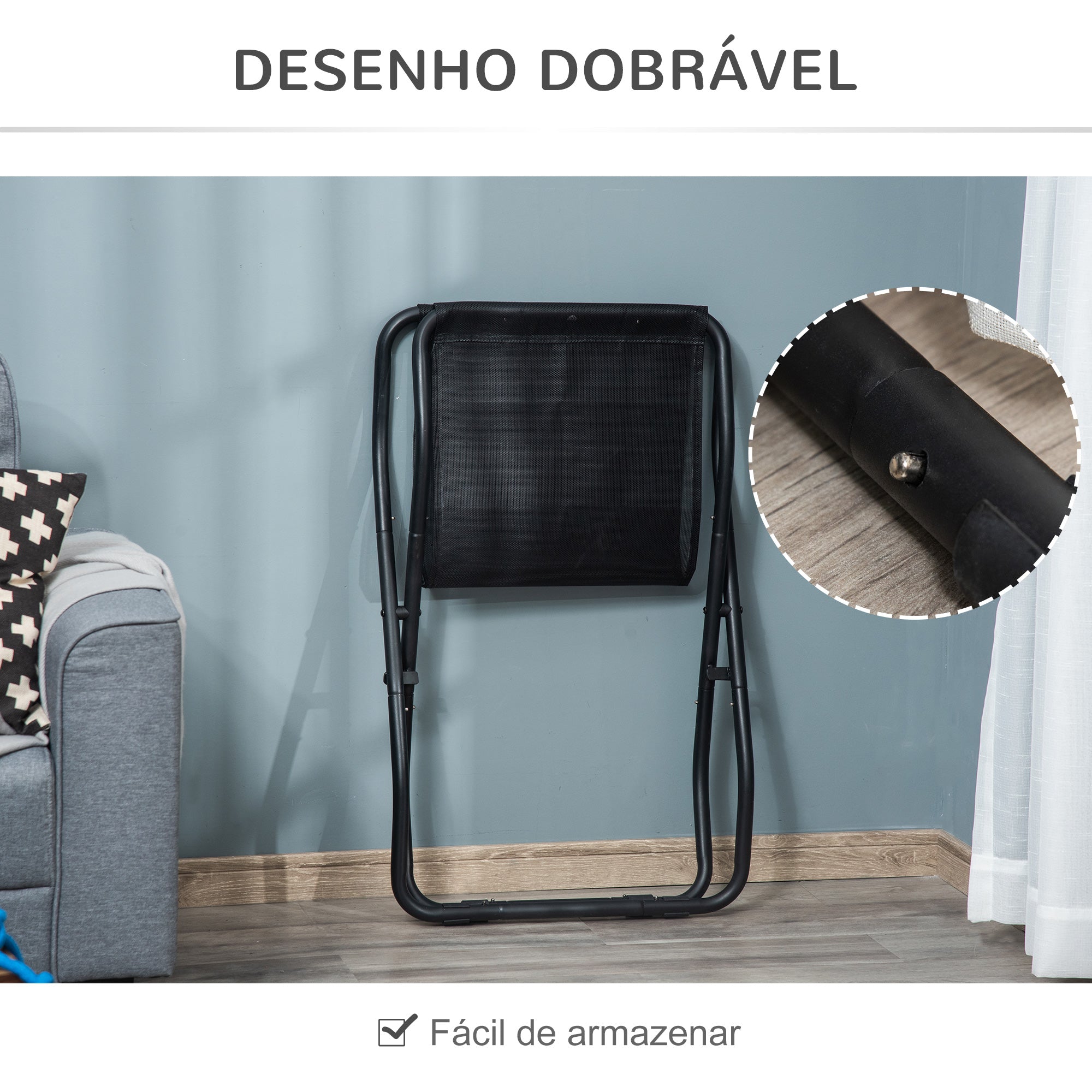 Cama Elevada para Cães Dobrável 92x56,5x19,5cm - Cor Preto