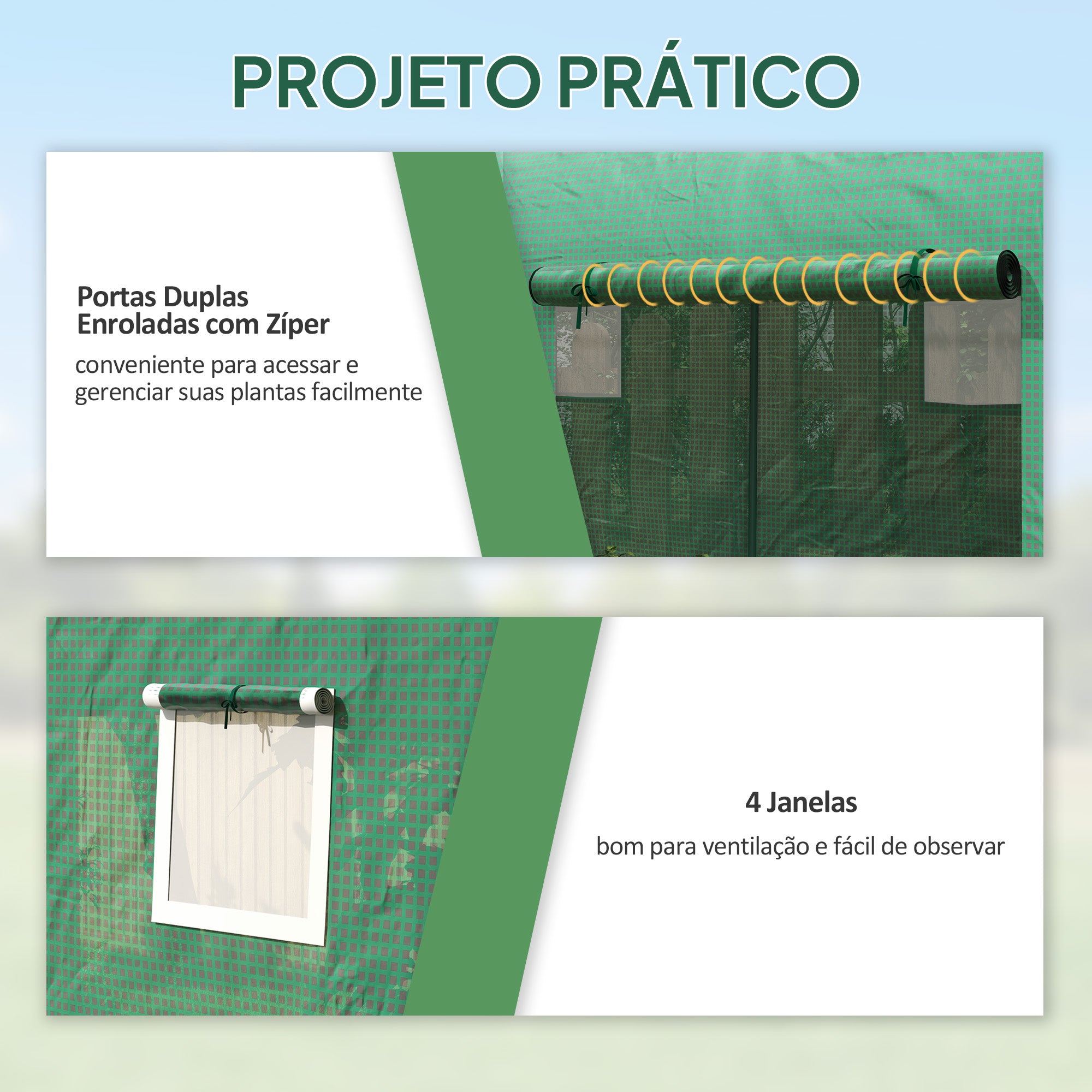 Estufa de Jardim Tipo Túnel 300x100x200 cm Verde