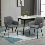 Conjunto de 2 Cadeiras Estofadas em Linho Cinzento 59,5x56,5x81 cm