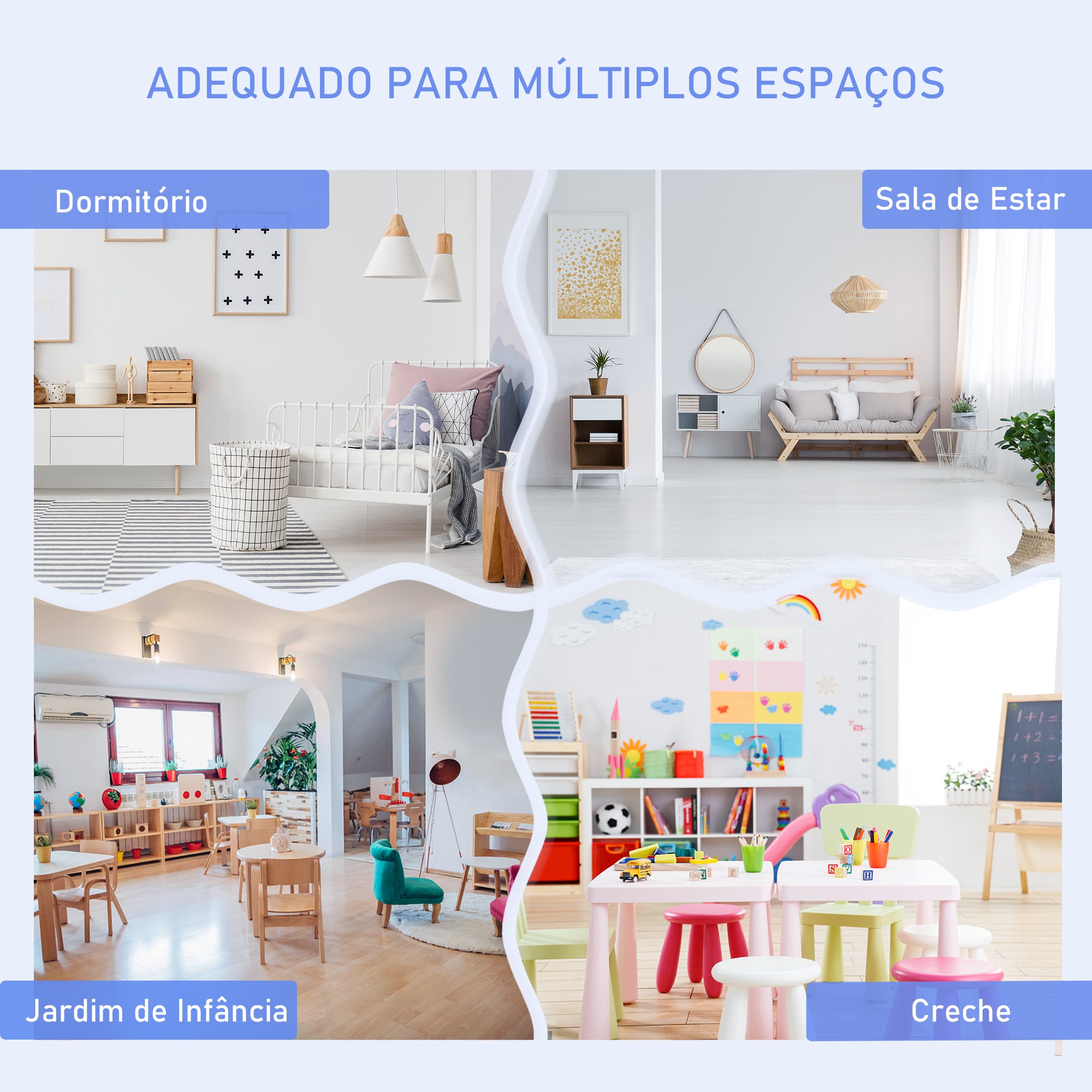 Conjunto Infantil de Mesa, Cadeiras e Banco com Armazenamento – 60x50x48 cm – Branco e Cinza