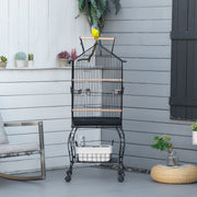 Gaiola para Pássaros Preto 50x58x145 cm com Suporte e Rodas