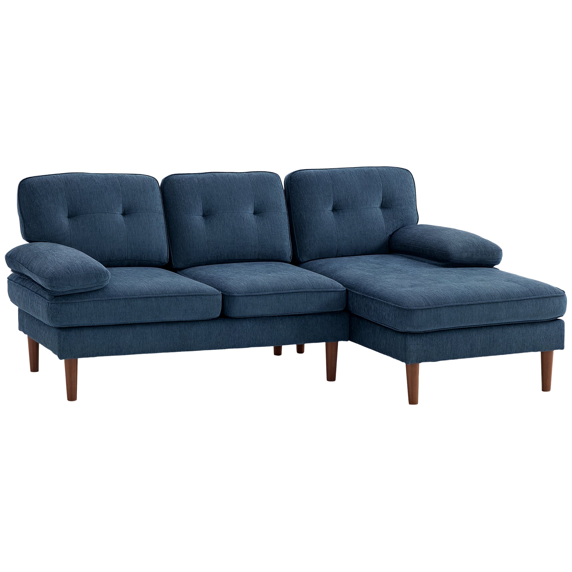 Sofá de Canto com Chaise Longue Azul Marrinho 215x142x88 cm