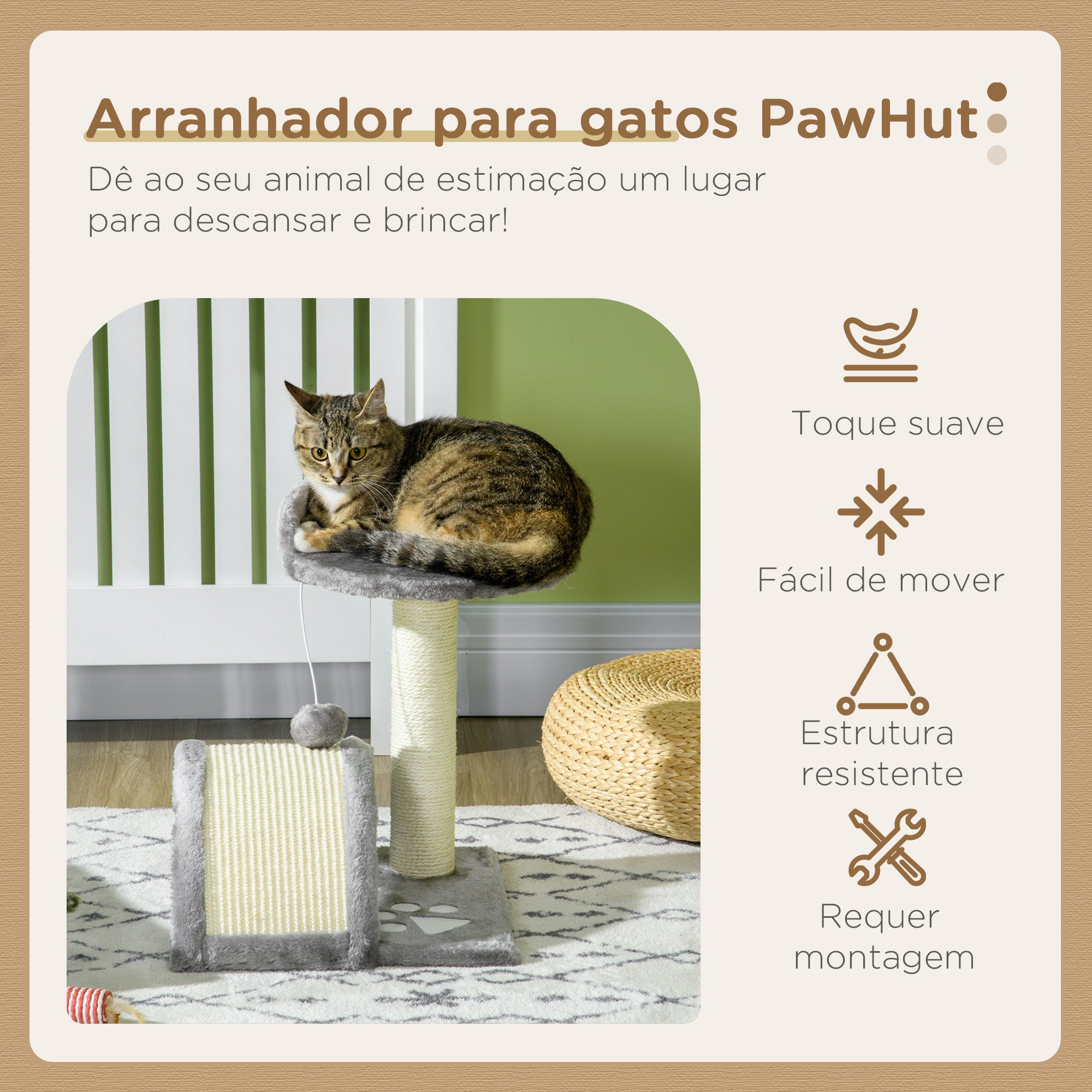 Arranhador para Gatos Compacto Cinza 35,5x37x46 cm