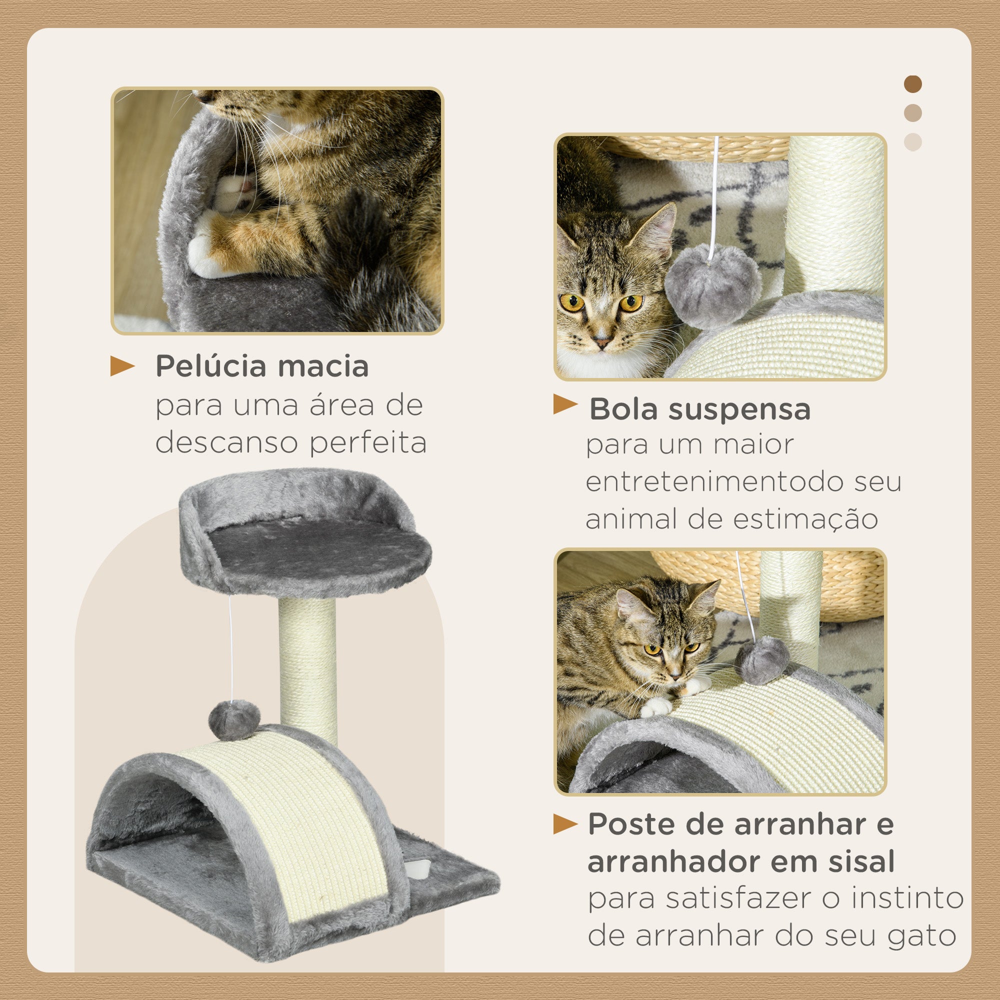 Arranhador para Gatos Compacto Cinza 35,5x37x46 cm