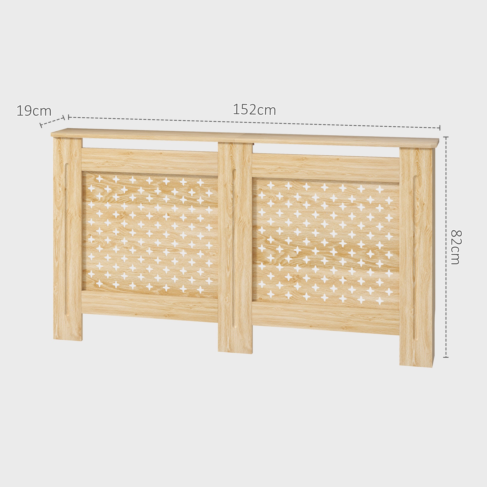 Cobertura de Radiador em MDF – 152x19x82 cm – Cor de Madeira Natural