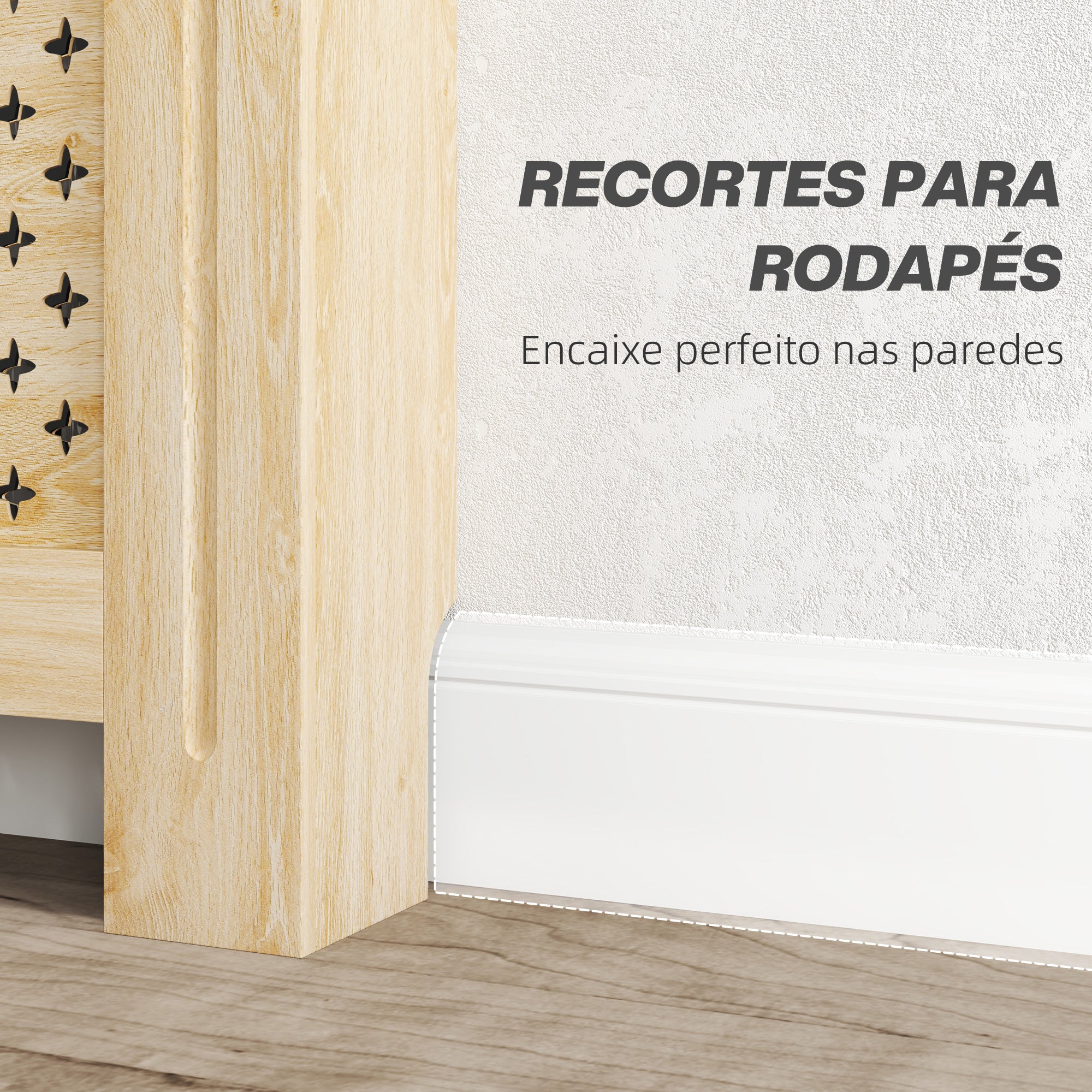 Cobertura de Radiador em MDF – 152x19x82 cm – Cor de Madeira Natural