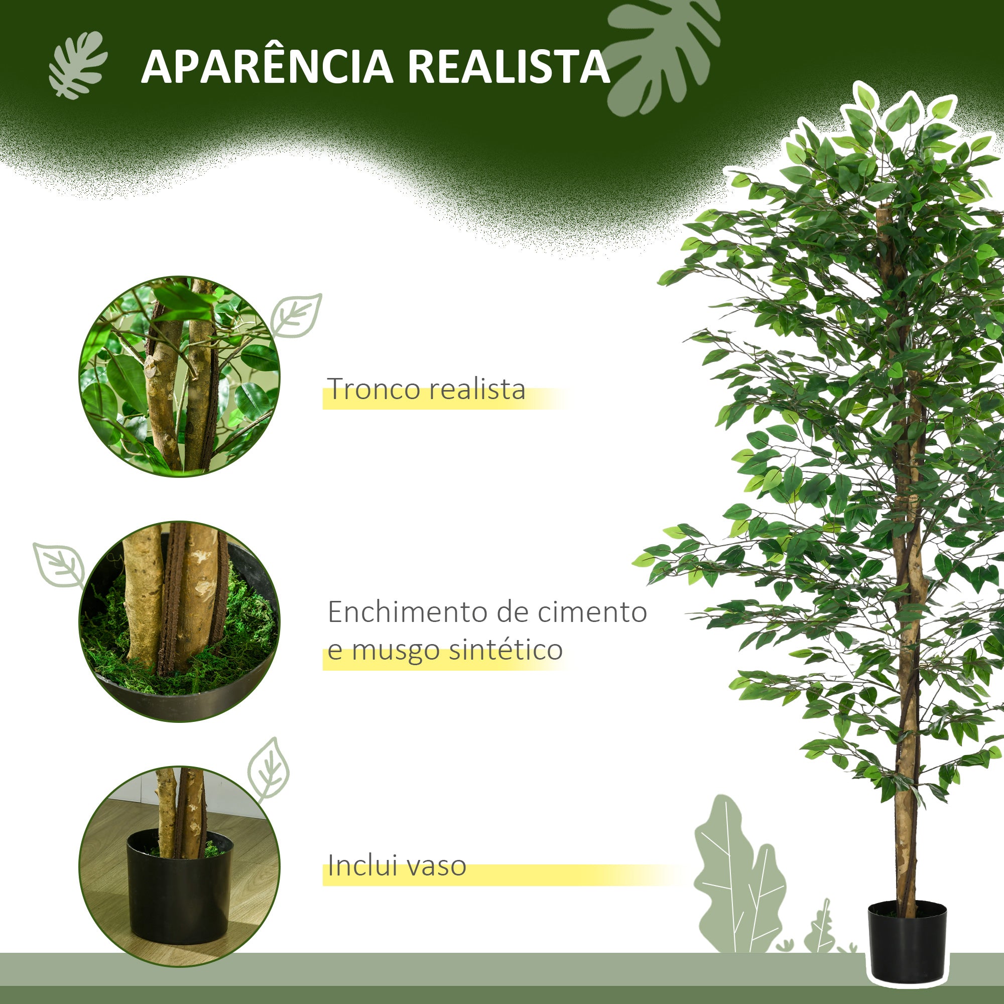 Planta Artificial de Figueira – 180 cm – Verde – Plástico