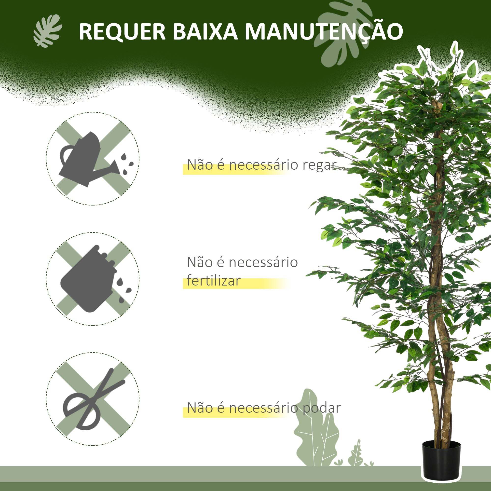 Planta Artificial de Figueira – 180 cm – Verde – Plástico