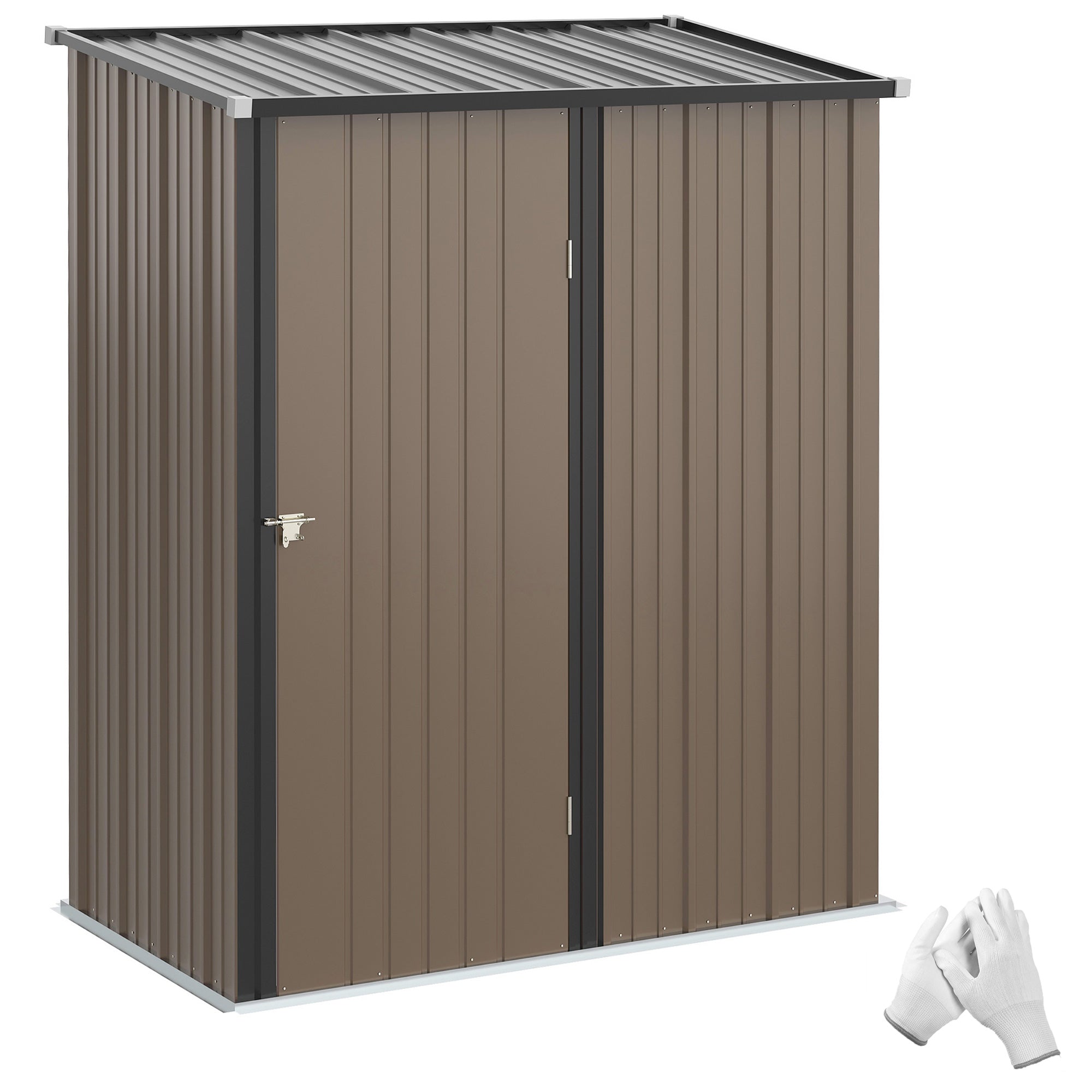 Abrigo de Jardim Marrom 161.5x94.5x196cm em Aço Galvanizado