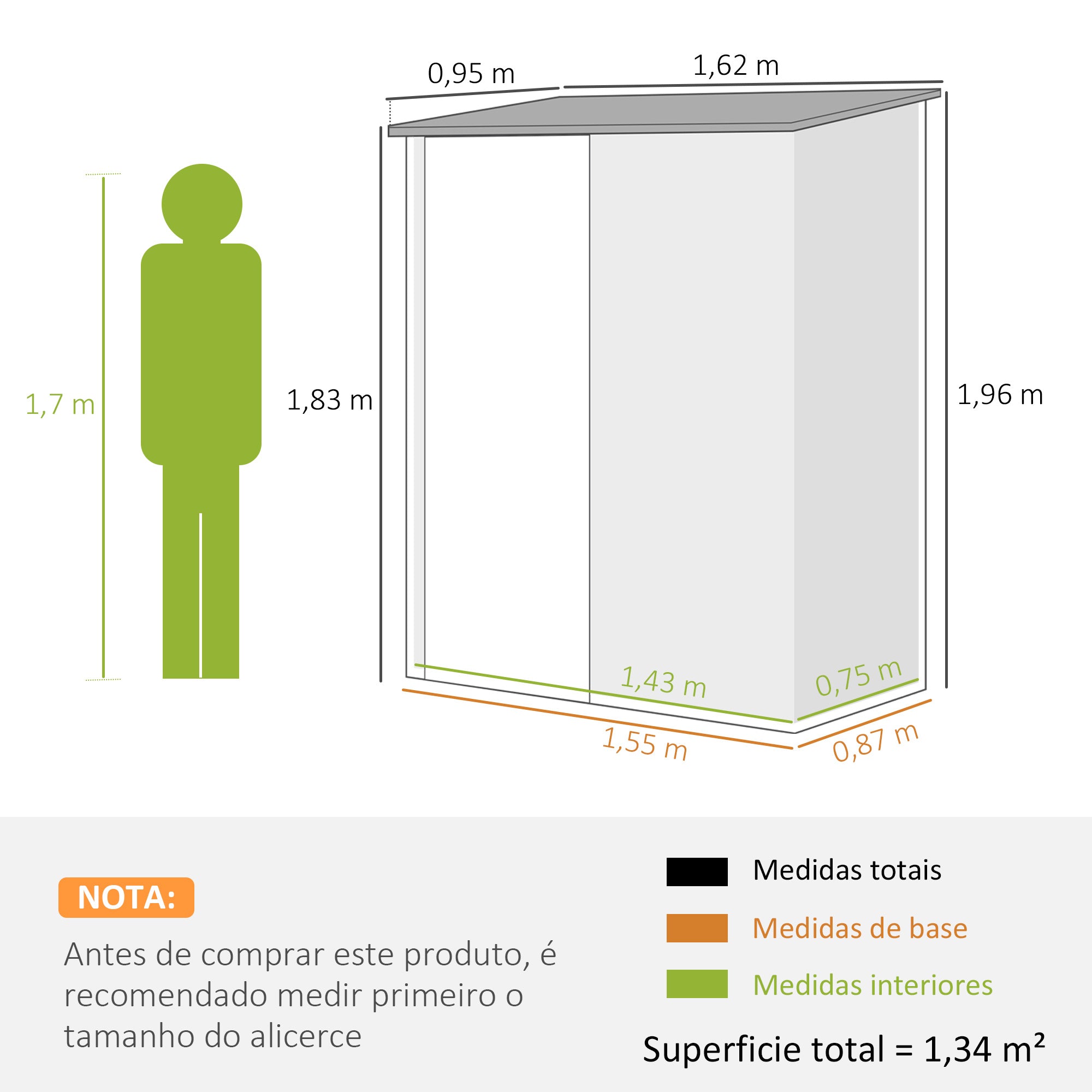 Abrigo de Jardim Marrom 161.5x94.5x196cm em Aço Galvanizado
