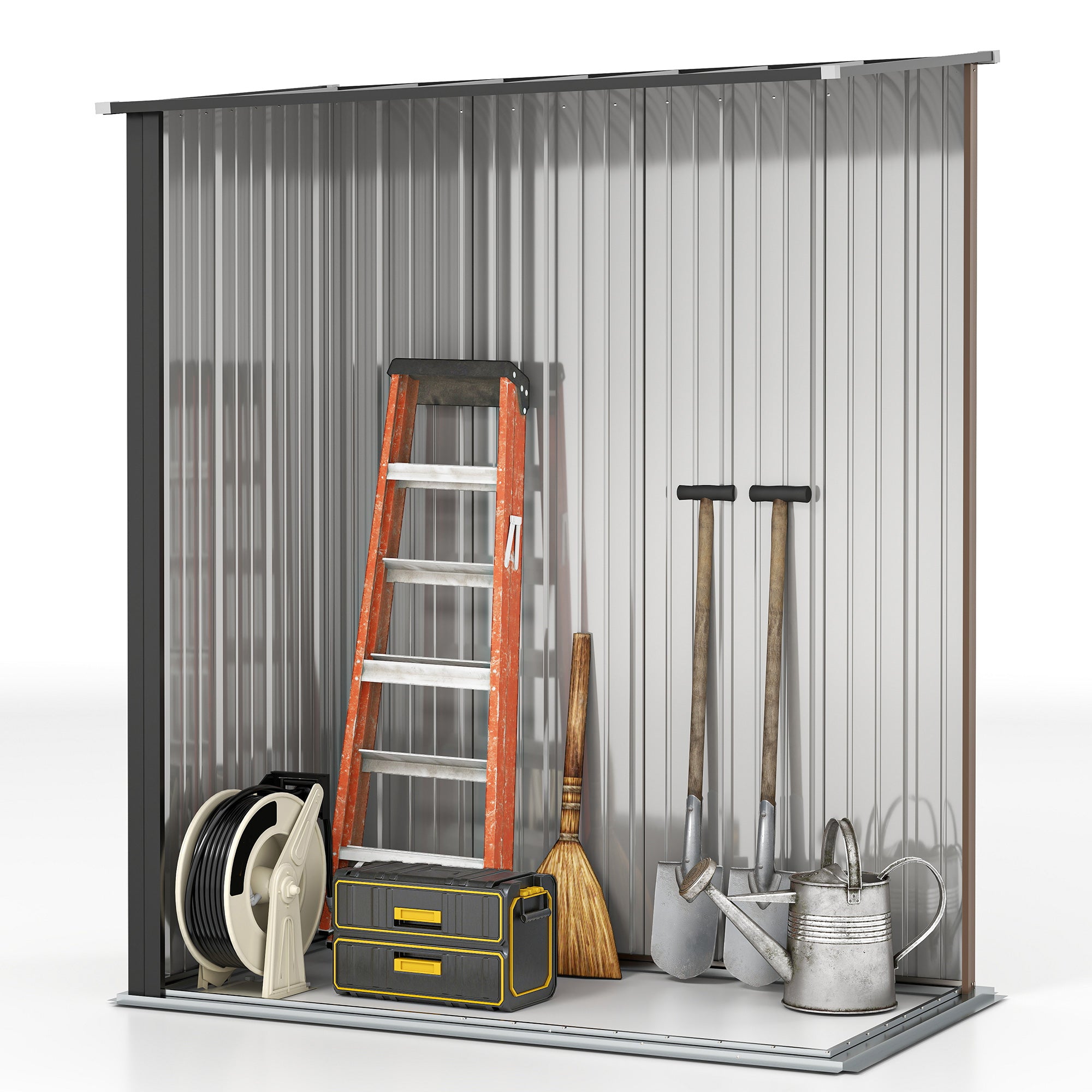 Abrigo de Jardim Marrom 161.5x94.5x196cm em Aço Galvanizado
