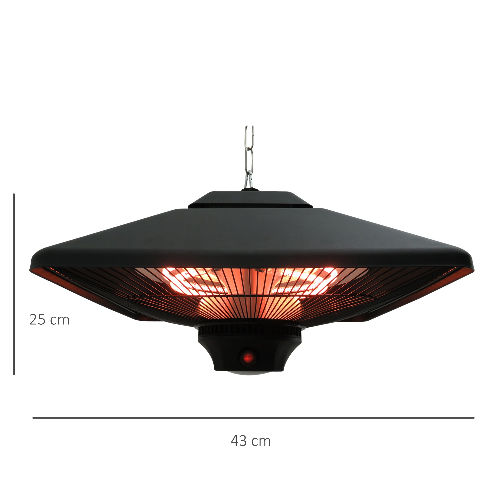Aquecedor Elétrico de Halogênio Radiante Preto 43x43x25cm