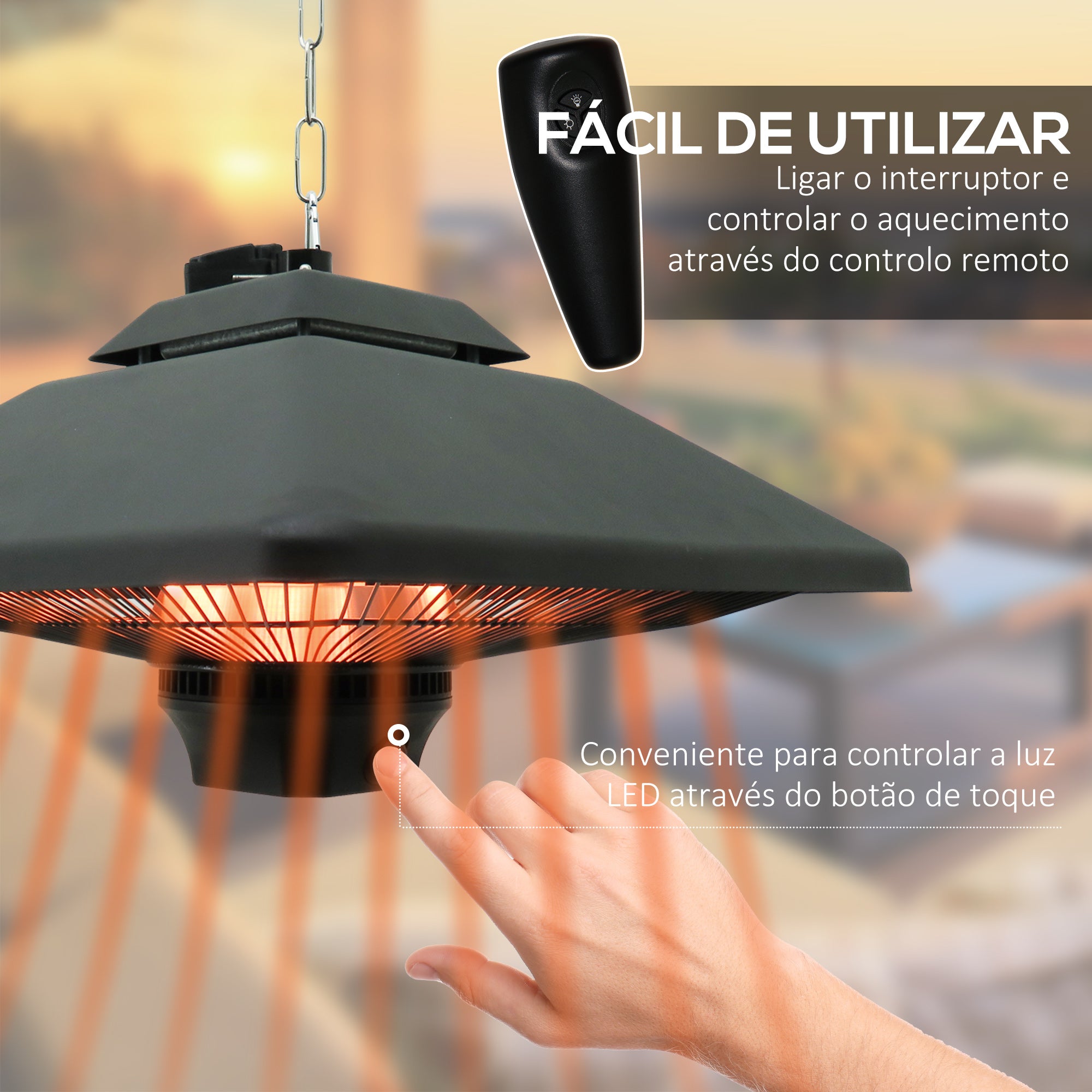 Aquecedor Elétrico de Halogênio Radiante Preto 43x43x25cm