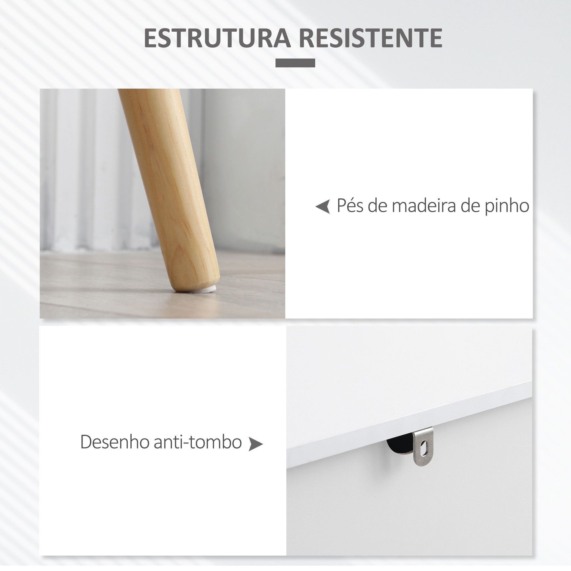 Aparador Moderno 98x39x81.5 cm Cinza e Branco