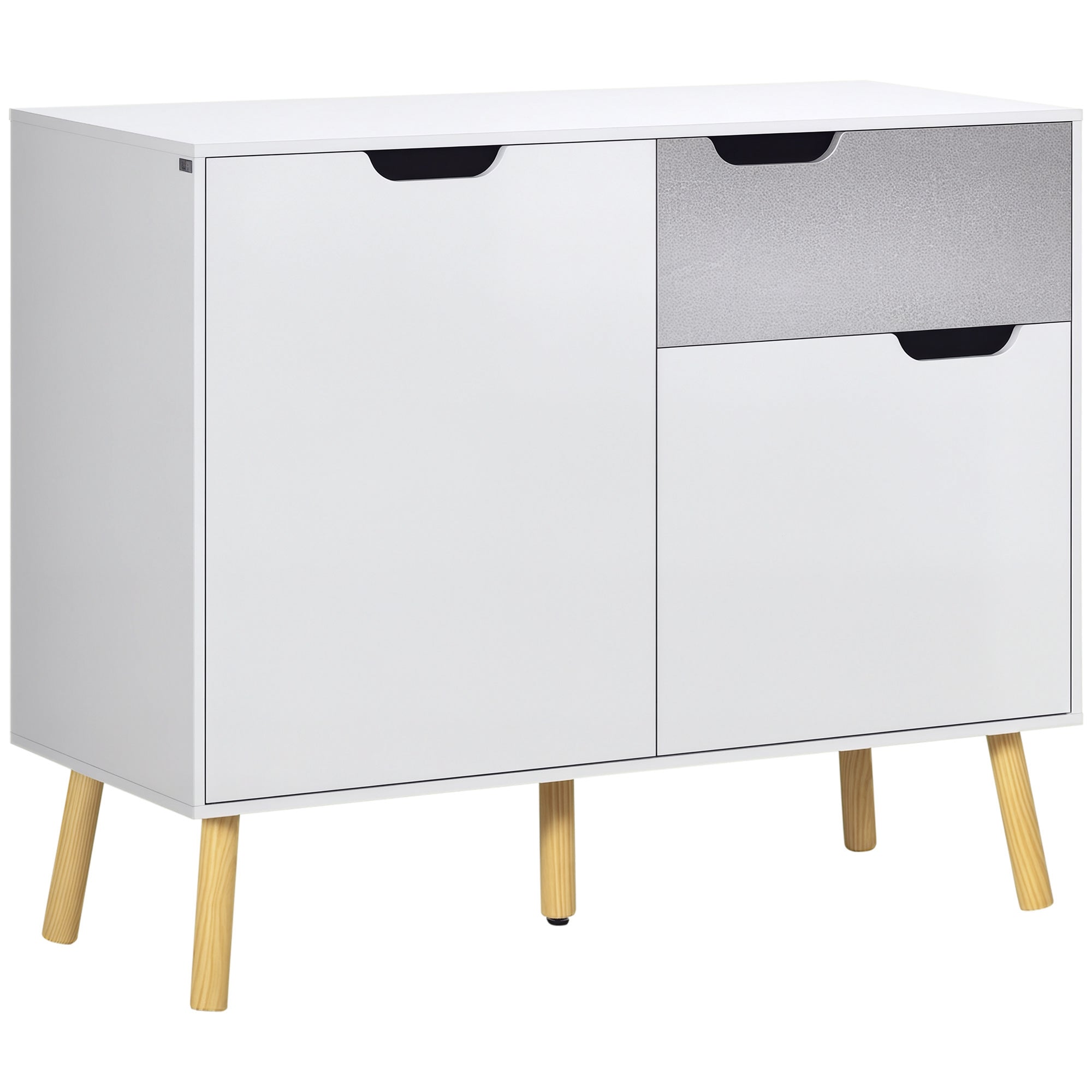 Aparador Moderno 98x39x81.5 cm Cinza e Branco