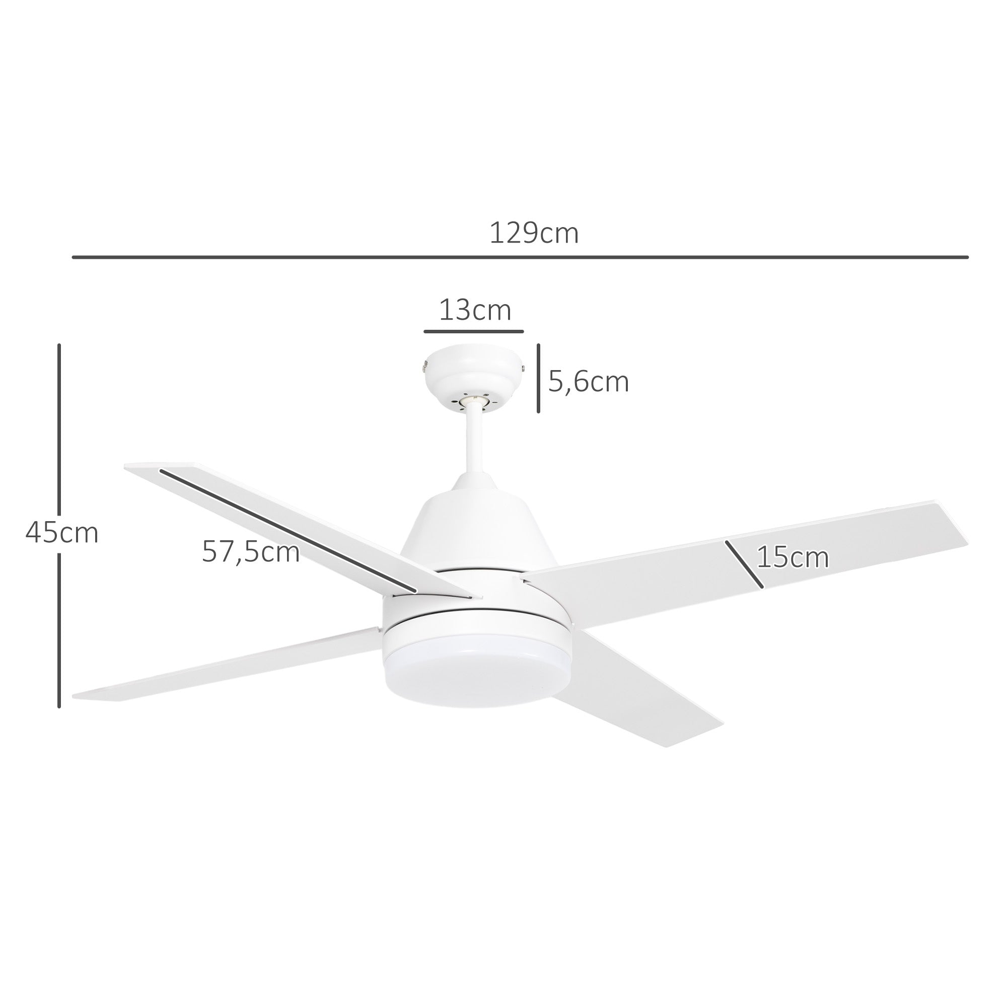 Ventoinha de Teto com Luz Branca Ø129x45 cm