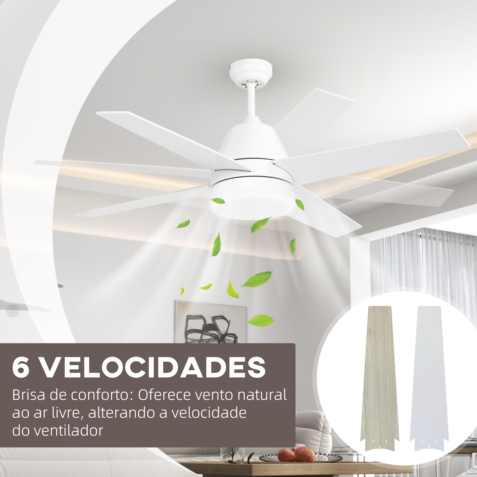 Ventoinha de Teto com Luz Branca Ø129x45 cm