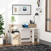 Secretária para Computador 140x55x92cm Branco e Carvalho