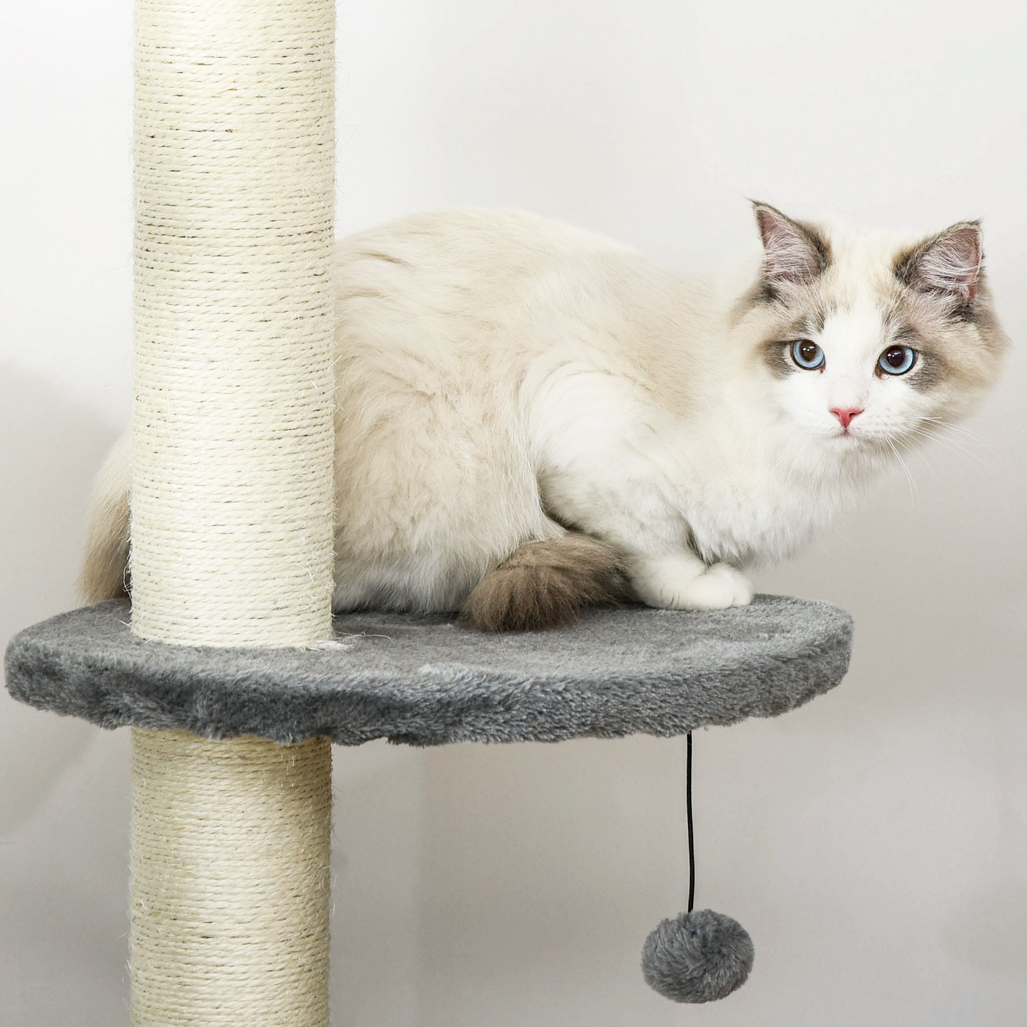 Árvore Arranhador para Gatos Cinza Claro 40x40x280cm - Centro de Atividades com Plataformas e Postes de Sisal