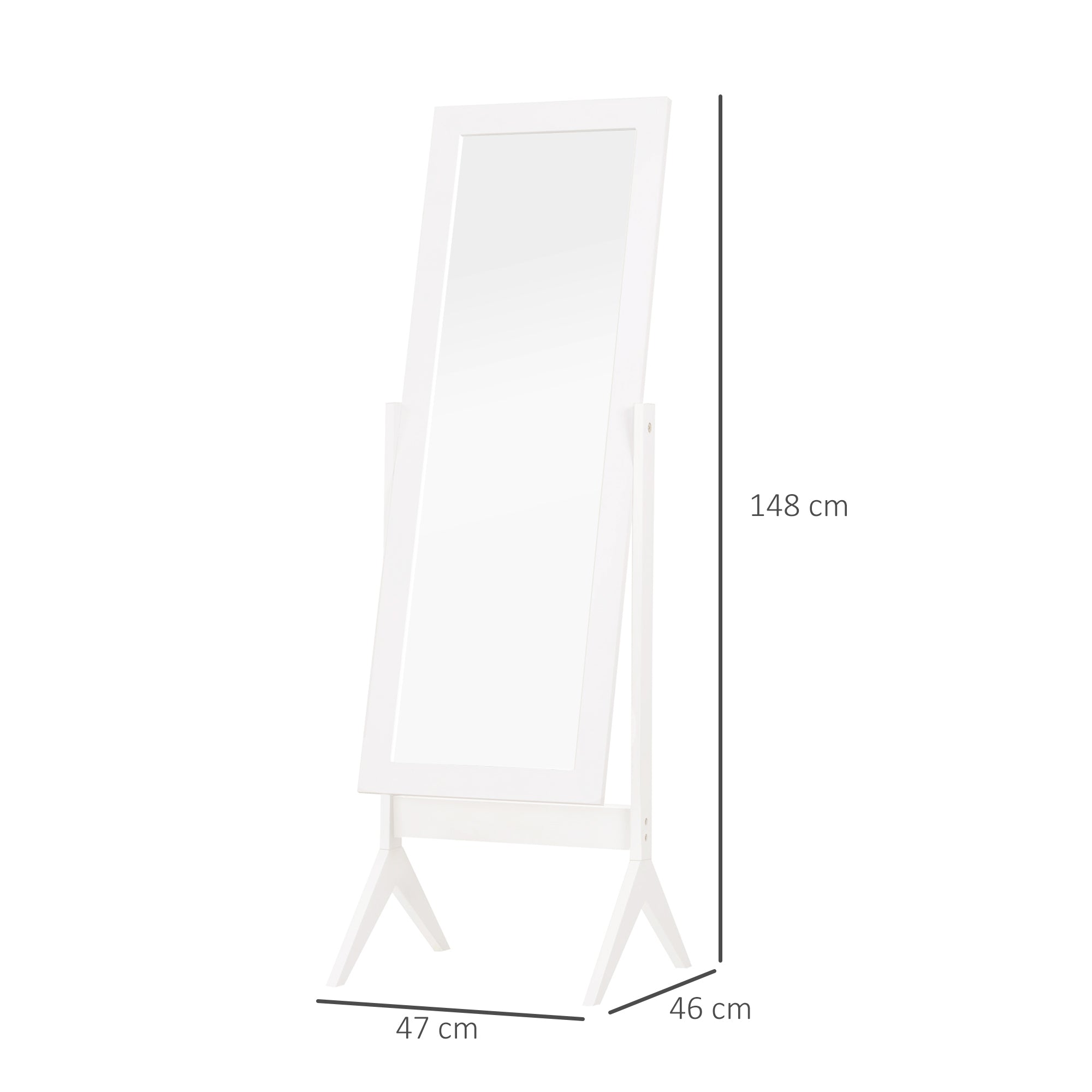 Espelho de Pé Reclinável 47x46x148cm Branco