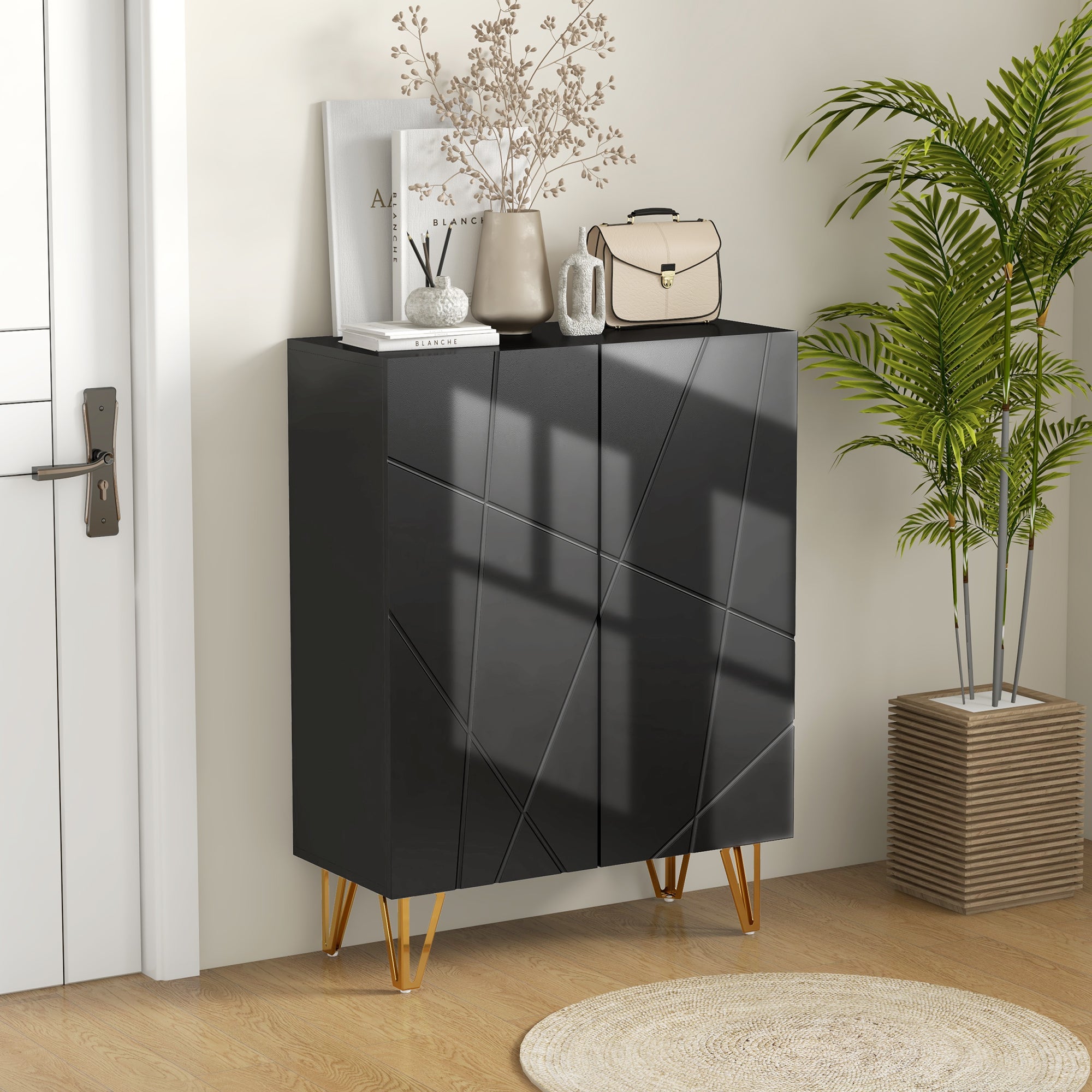 Sapateira de Entrada com Prateleiras Ajustáveis - 72x31.5x95 cm (Preto)