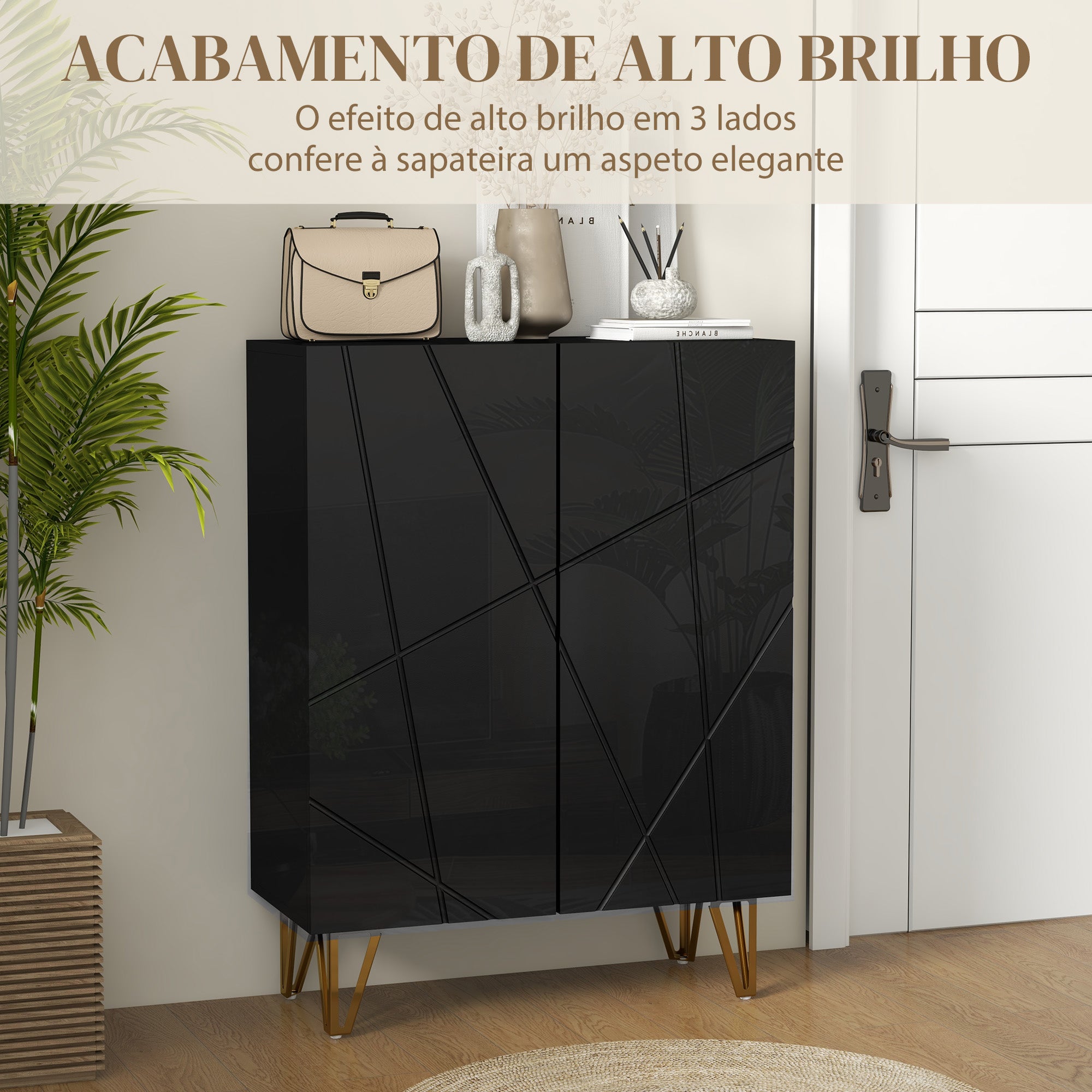 Sapateira de Entrada com Prateleiras Ajustáveis - 72x31.5x95 cm (Preto)