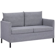 Sofá 2 Lugares Estofado em Linho Sintético 130x67x76.5cm - Cinza Claro