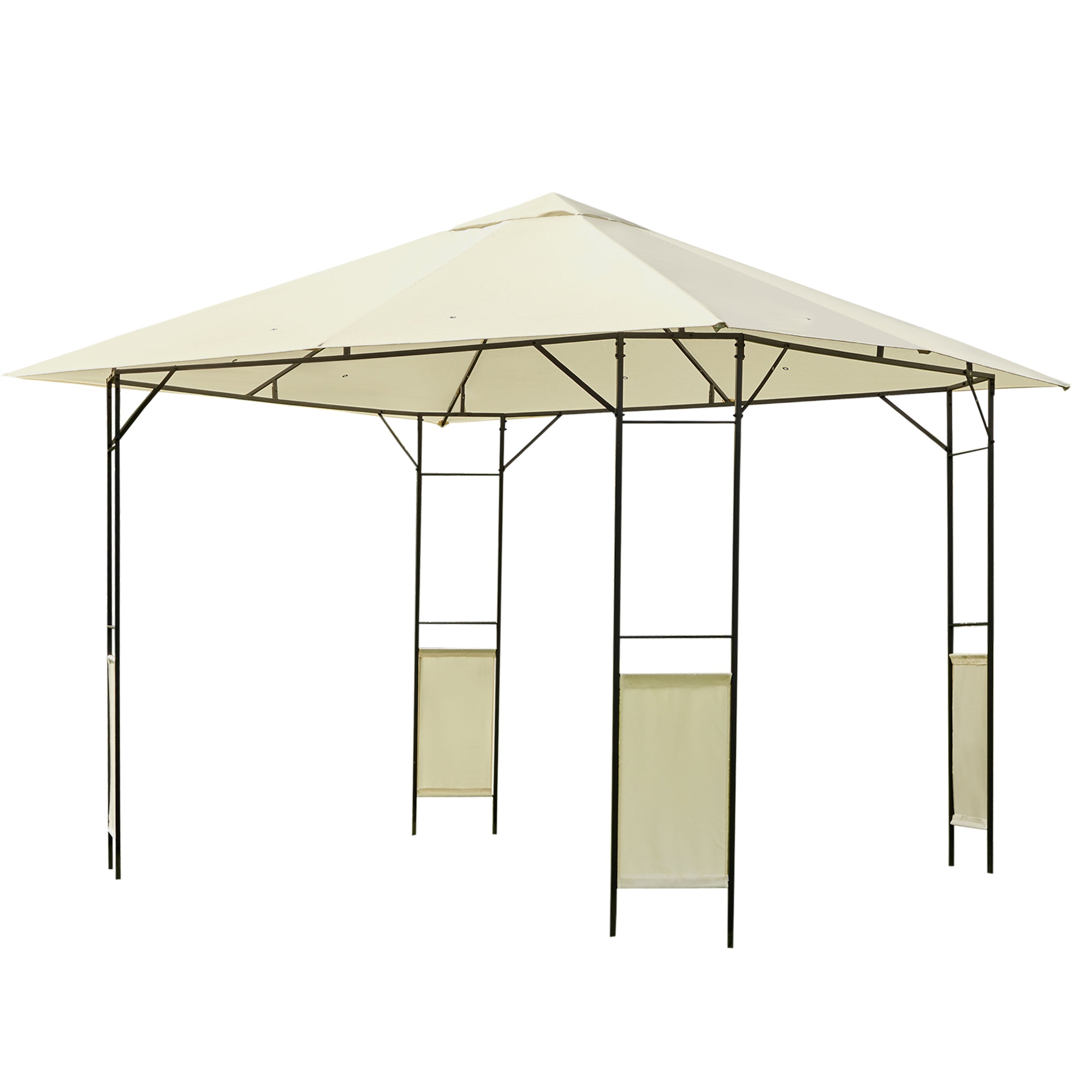 Pérgola de Jardim 300x300x260 cm Cor Creme Branco - Estrutura de Aço e Toldo UV