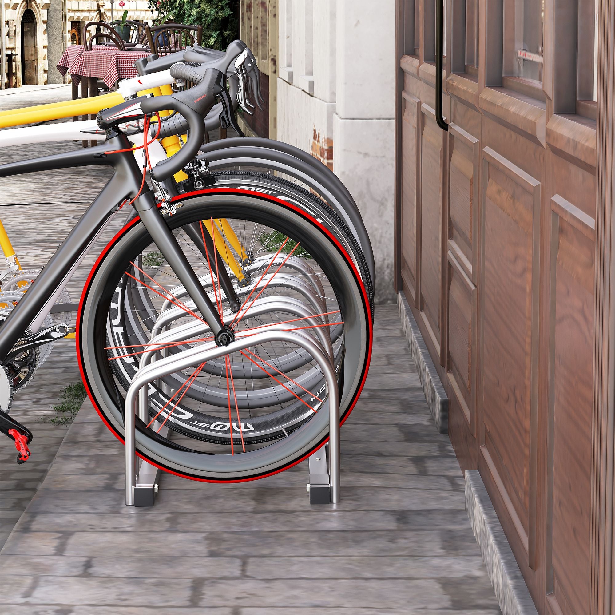 Estacionamento para 4 Bicicletas de Aço 110x33x27 cm - Cor Prata