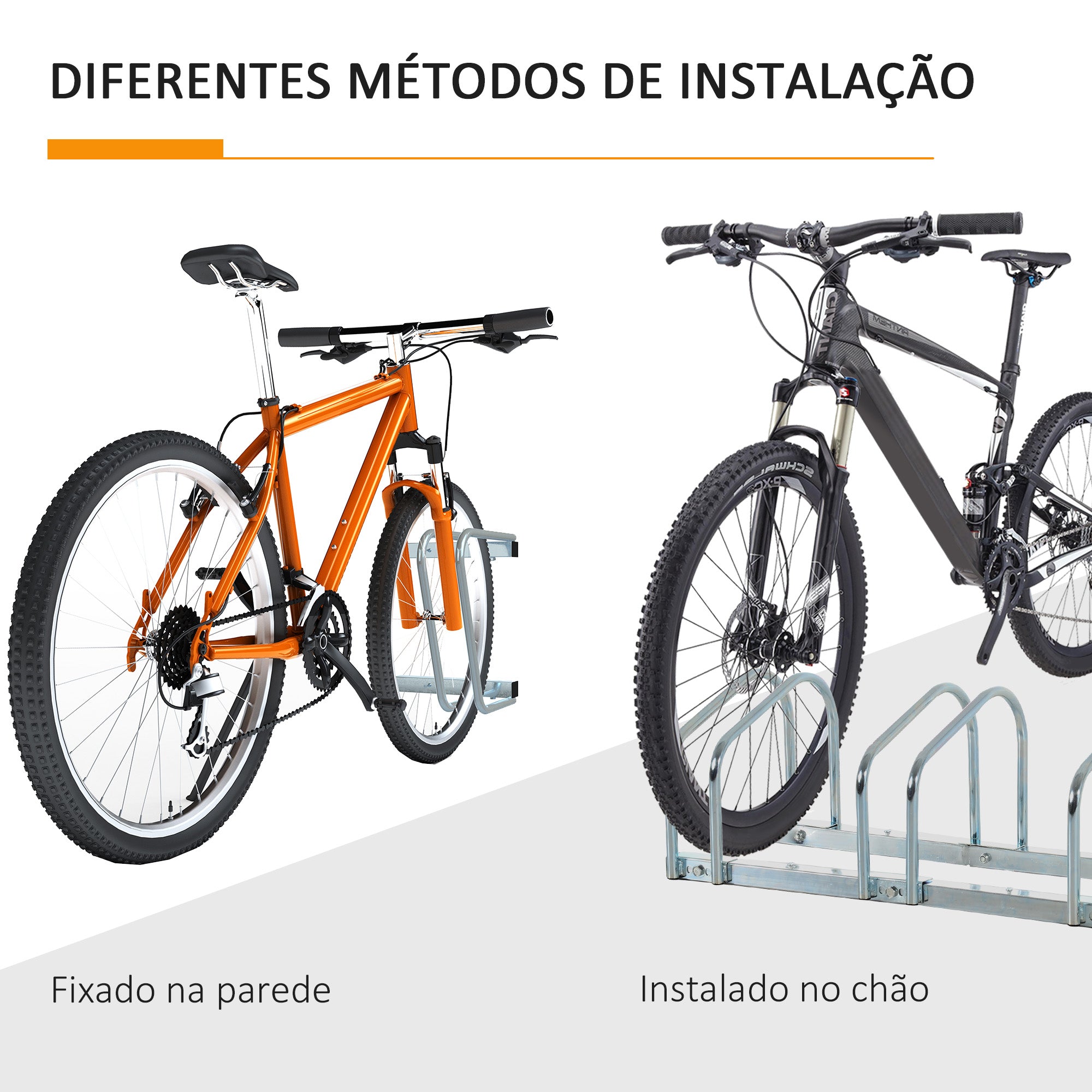Estacionamento para 4 Bicicletas de Aço 110x33x27 cm - Cor Prata
