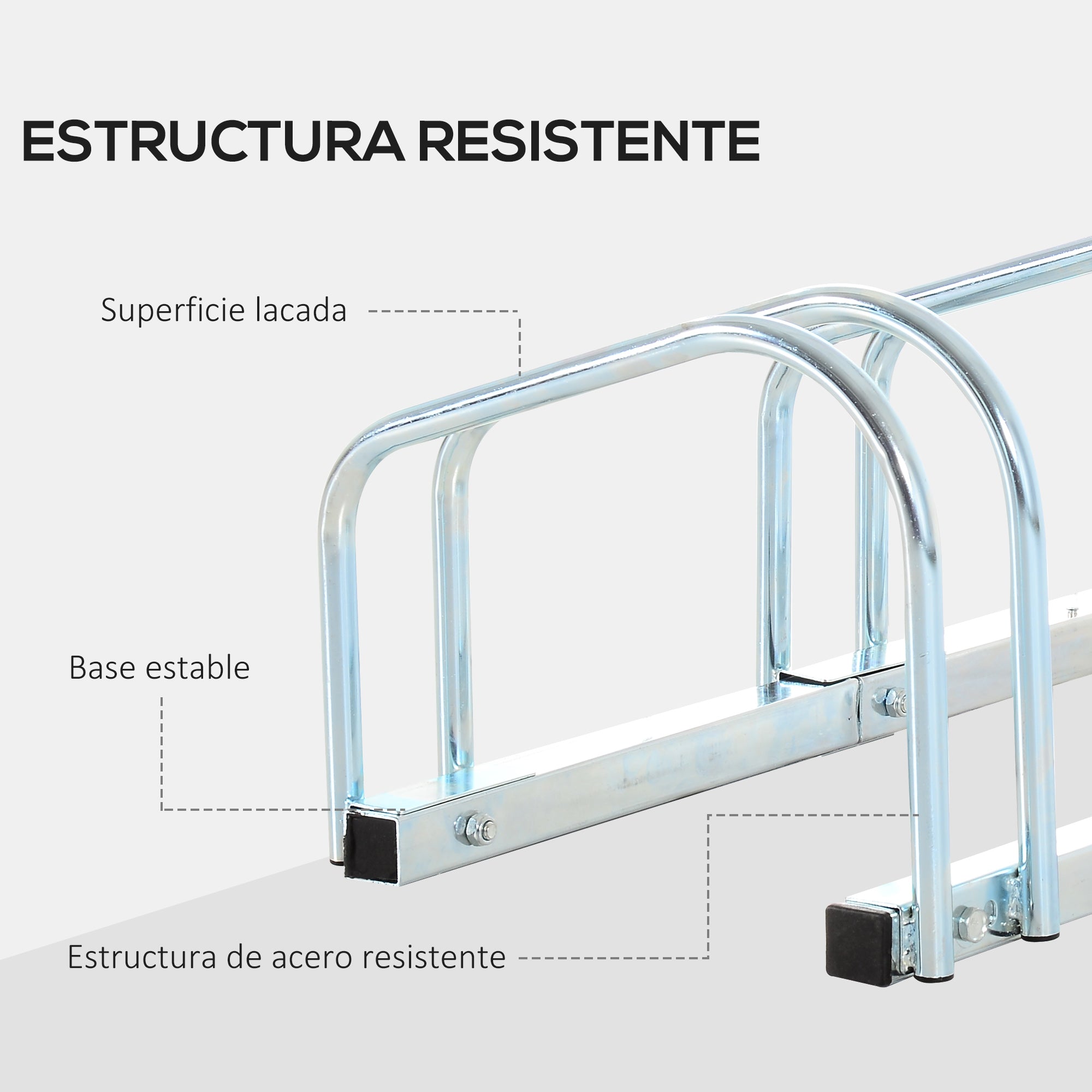 Estacionamento para 4 Bicicletas de Aço 110x33x27 cm - Cor Prata
