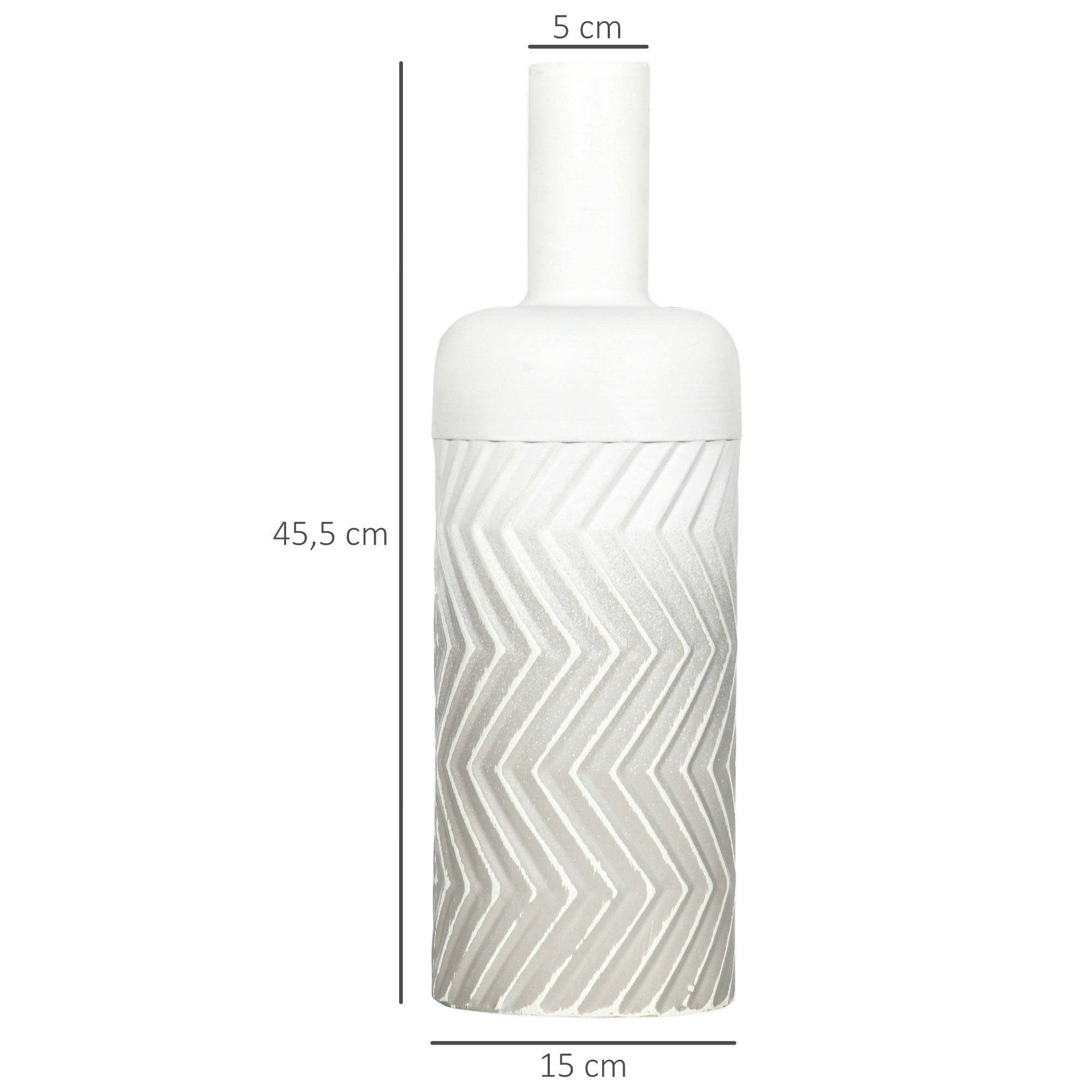 Vaso para Flores de Metal Cinzento Ø15x45,5 cm - Decoração Moderna para Casa
