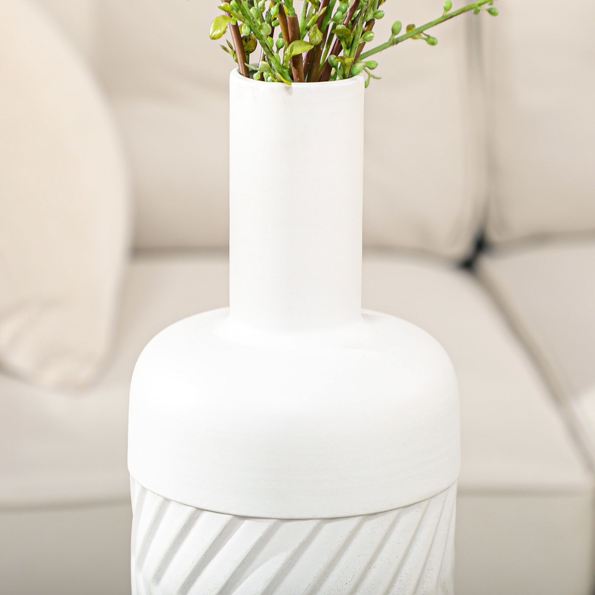 Vaso para Flores de Metal Cinzento Ø15x45,5 cm - Decoração Moderna para Casa