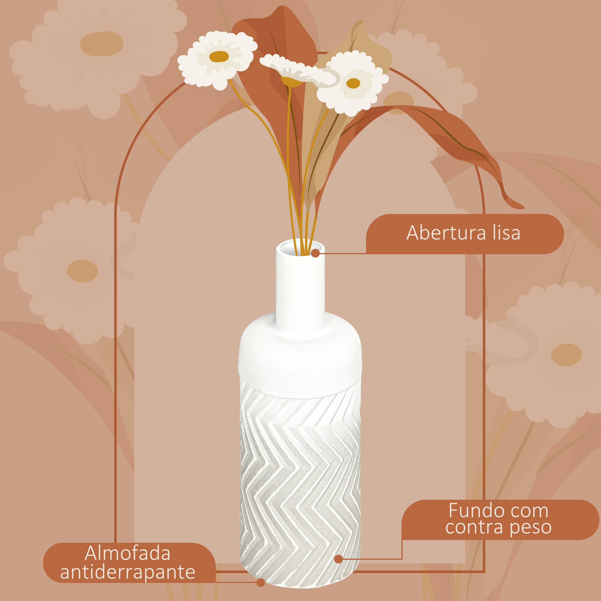 Vaso para Flores de Metal Cinzento Ø15x45,5 cm - Decoração Moderna para Casa