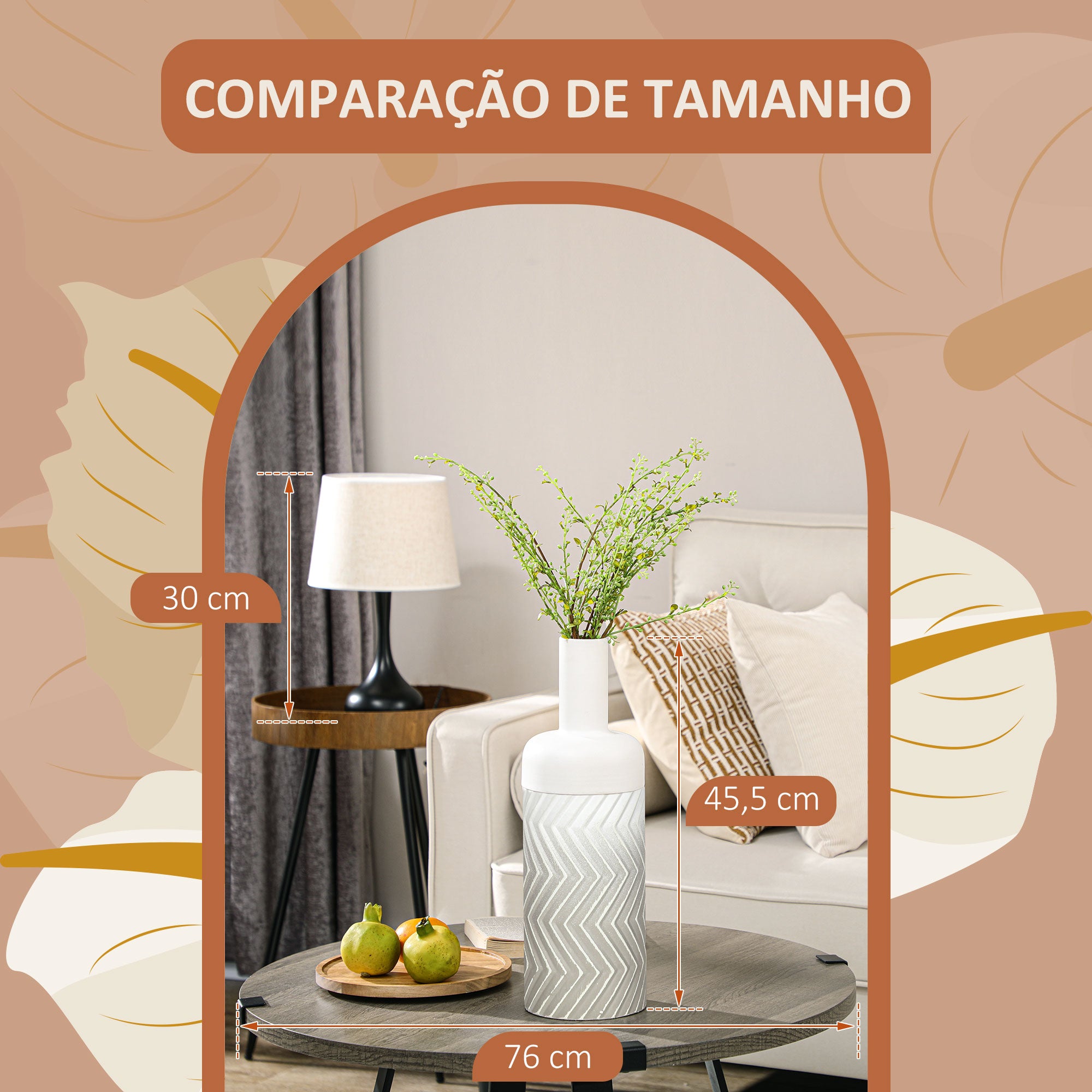 Vaso para Flores de Metal Cinzento Ø15x45,5 cm - Decoração Moderna para Casa