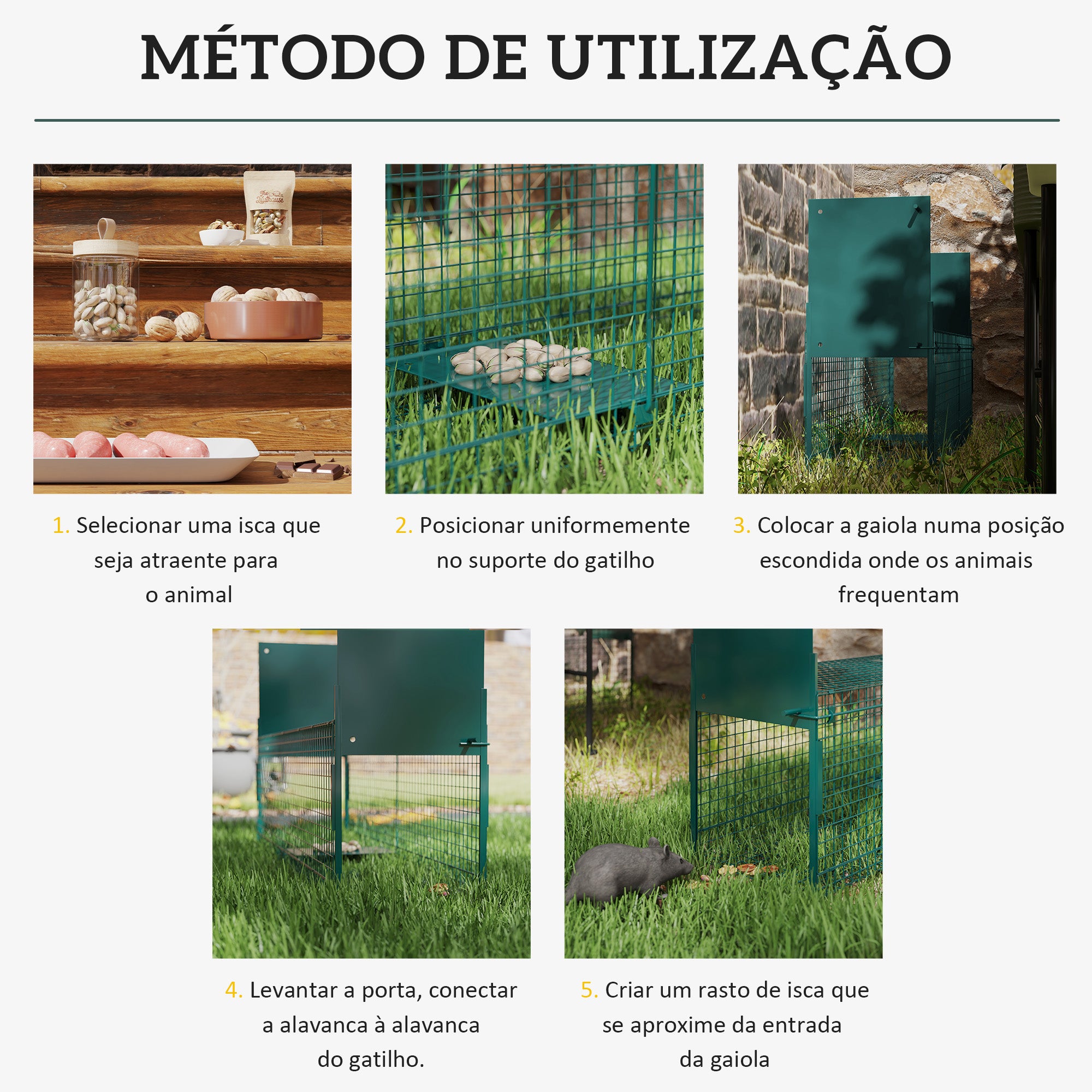 Armadilha com 2 Portas para Animais Vivos - 100x25x28cm - Verde Escuro