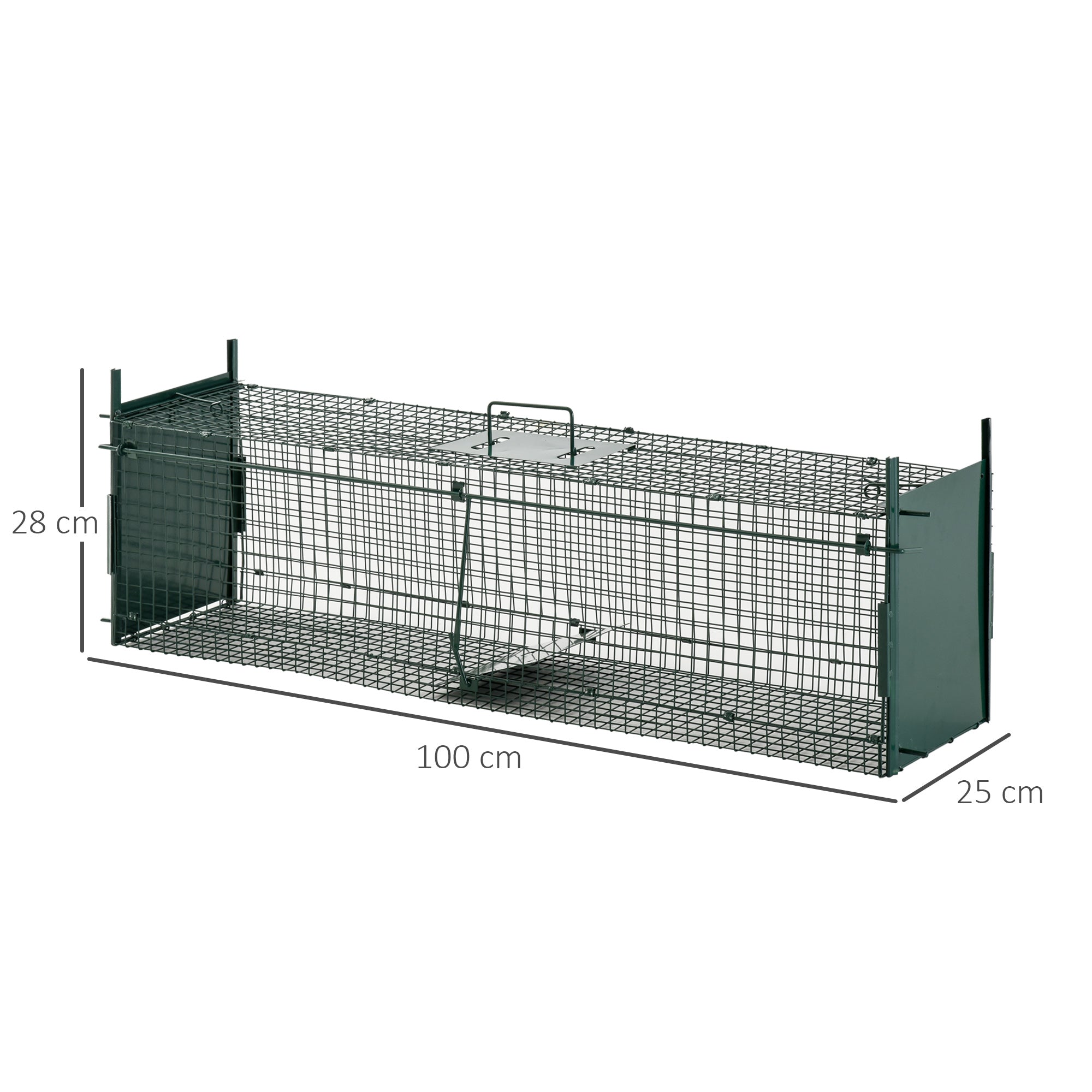 Armadilha com 2 Portas para Animais Vivos - 100x25x28cm - Verde Escuro
