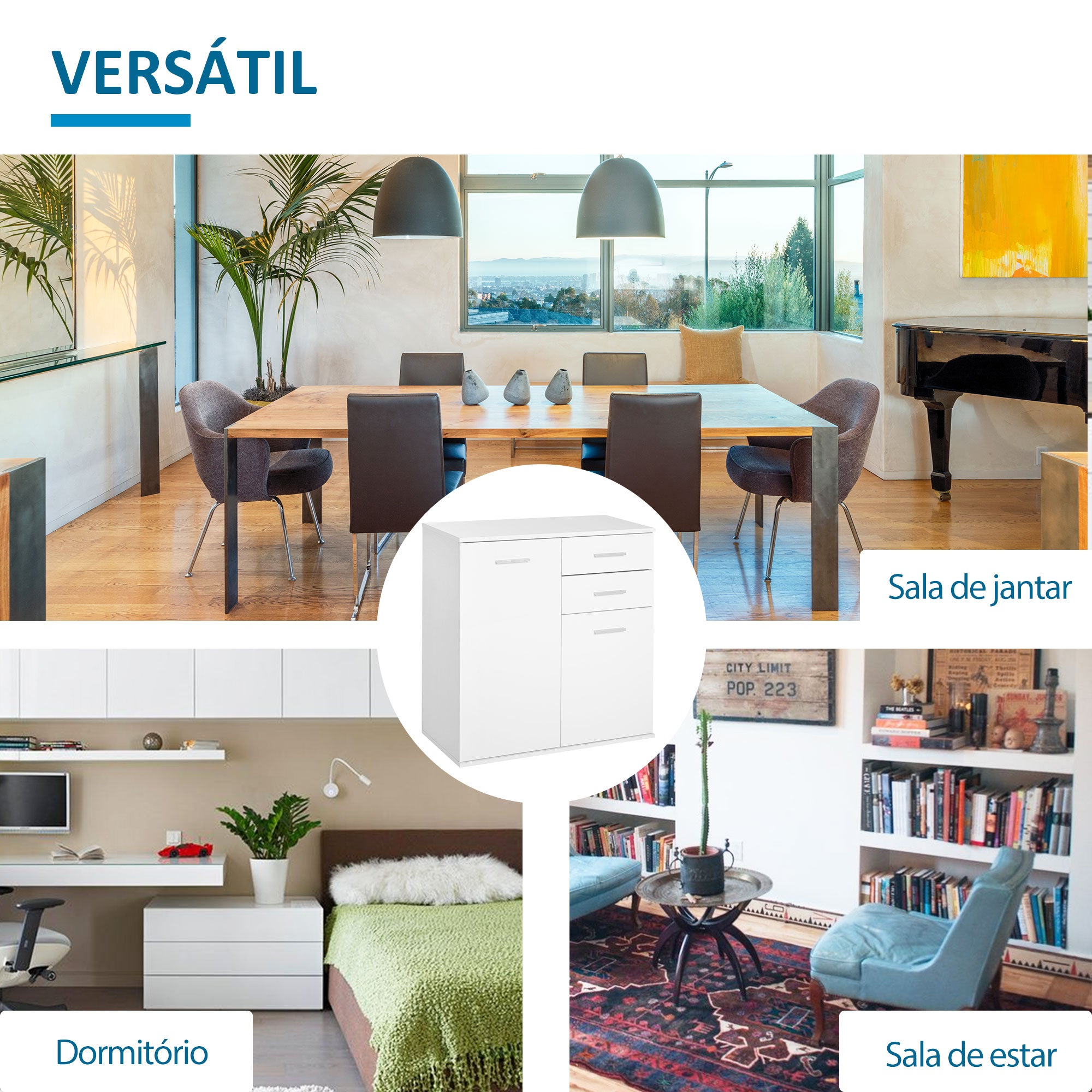 Armário Organizador Multiuso Branco 71x35x76cm