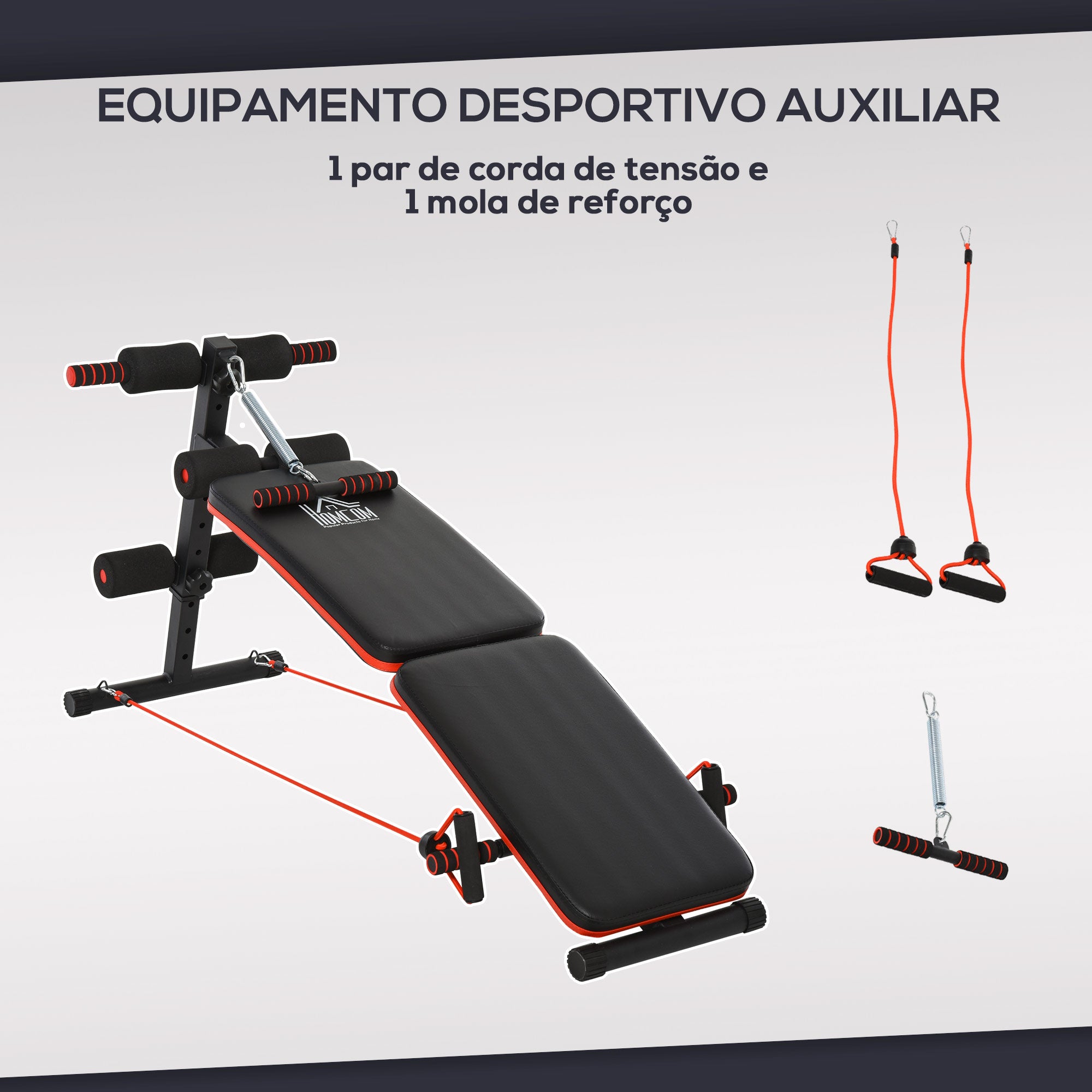 Banco de Abdominais Dobrável Ajustável em Altura 137x51x50-66cm Preto