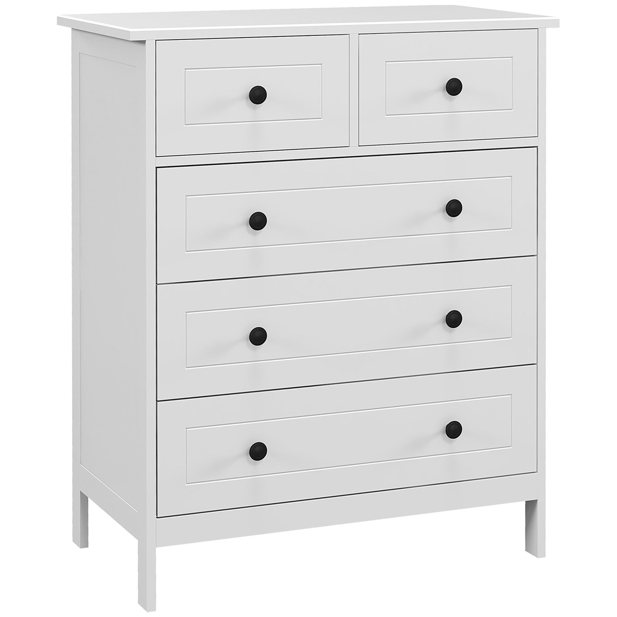 Cómoda Branca 74x40x91 cm com 5 Gavetas e Puxadores Elegantes