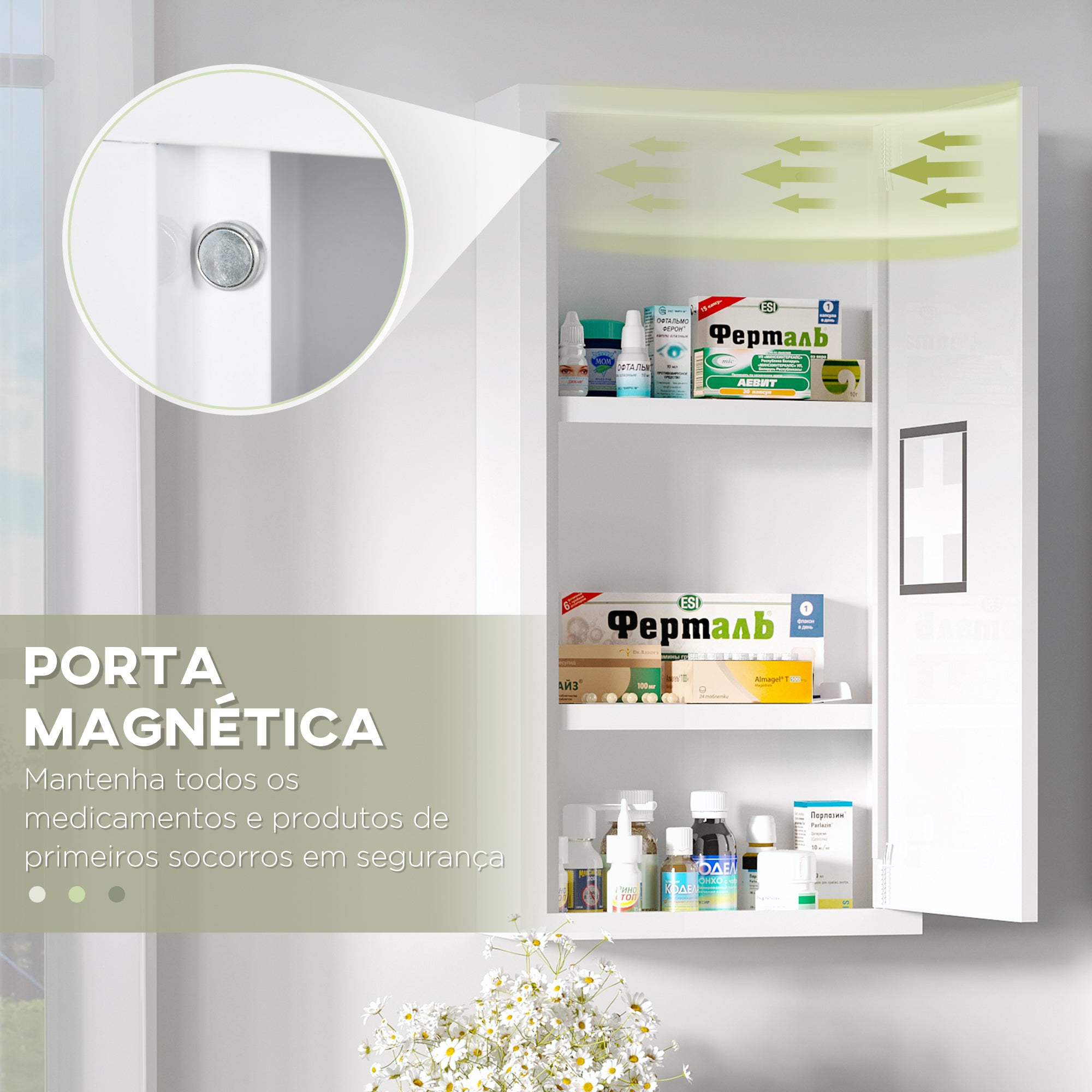 Armário de Parede para Medicamentos 30x12x60 cm - Branco