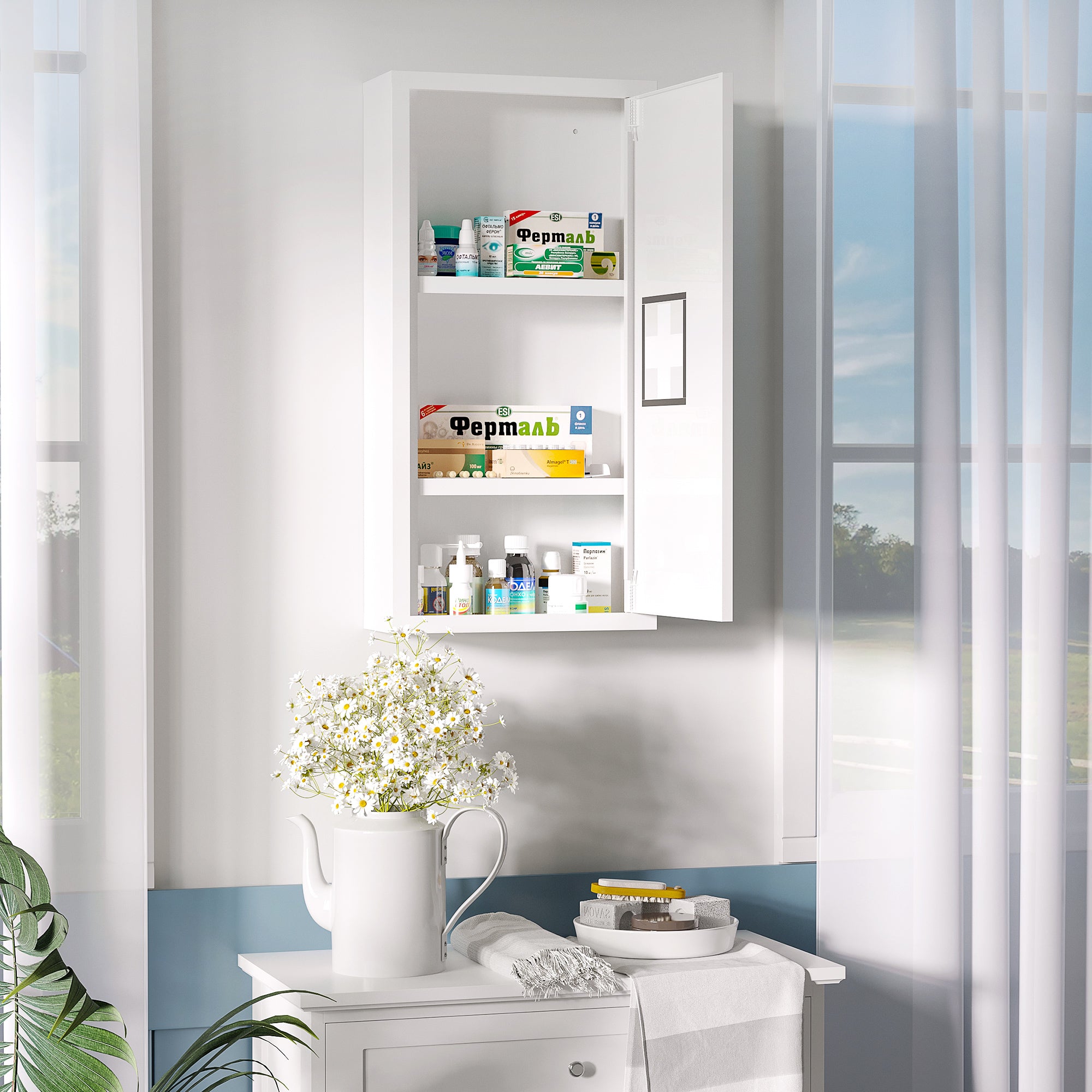 Armário de Parede para Medicamentos 30x12x60 cm - Branco