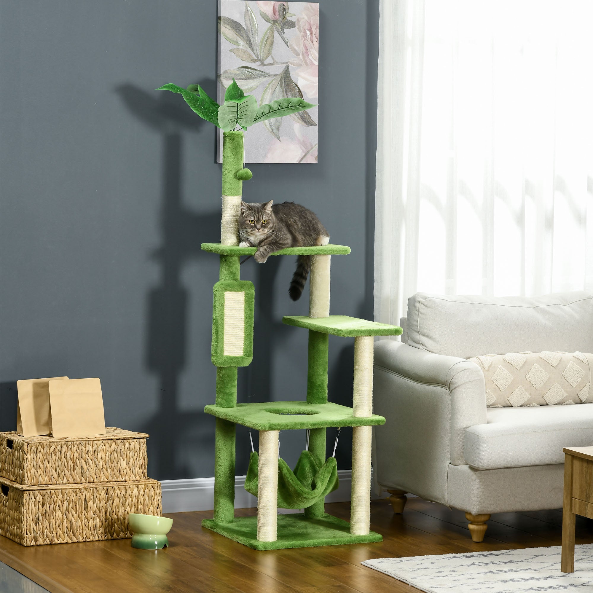 Arranhador de Gatos Grande 142 cm Verde
