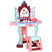 Toucador Infantil Multicor 57x34x76 cm com Banco, Espelho, Luz e Música - Inclui 31 Acessórios
