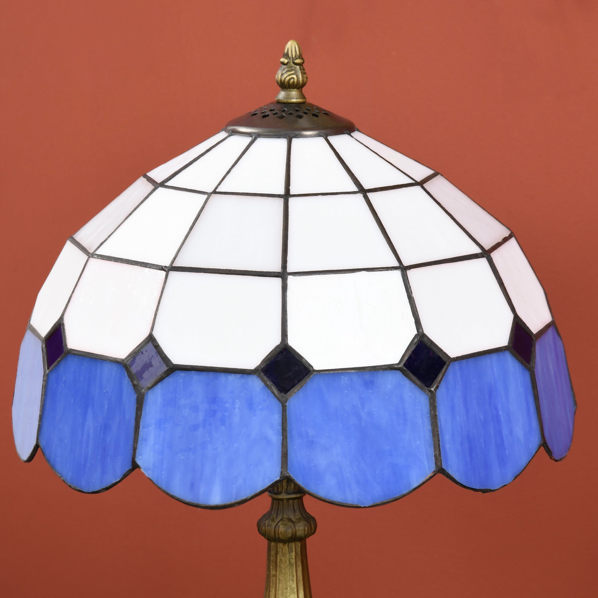 Candeeiro de Mesa Vitral Azul Ø31x48 cm